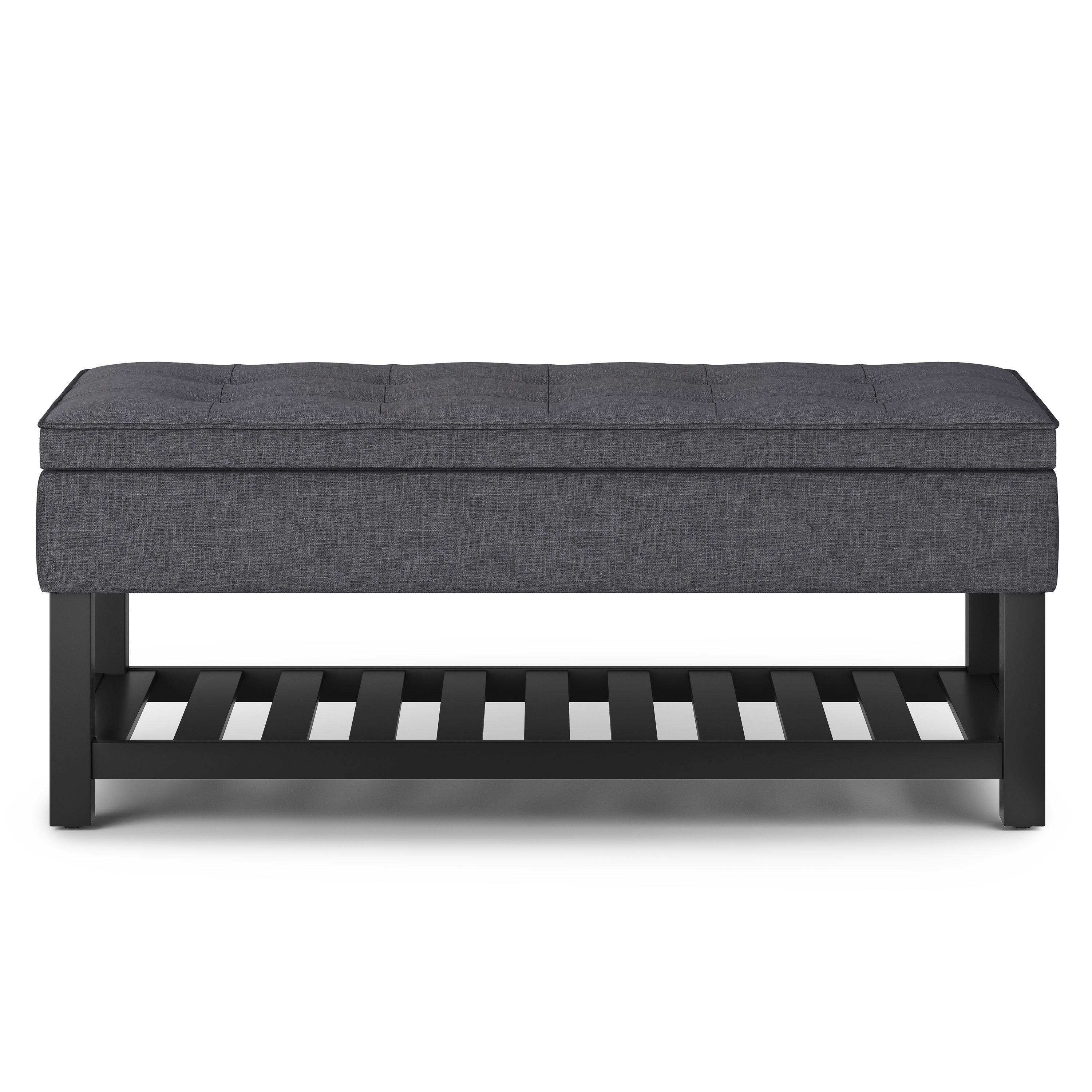 Simpli Home Saxon 43"W Tufted Transitional Storage Ottoman Bench with with Lift-Top Lid