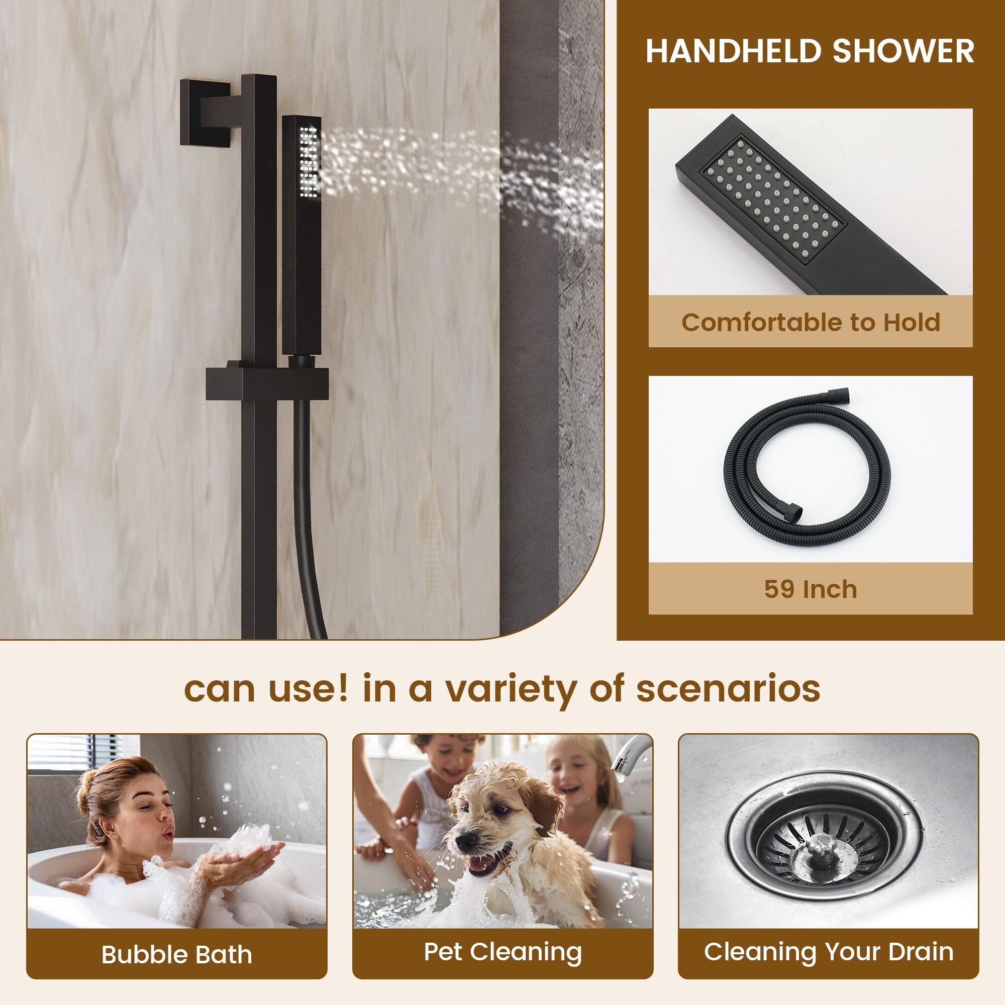 Matte Black Stainless Steel Wall Mounted Shower System with Body Jets