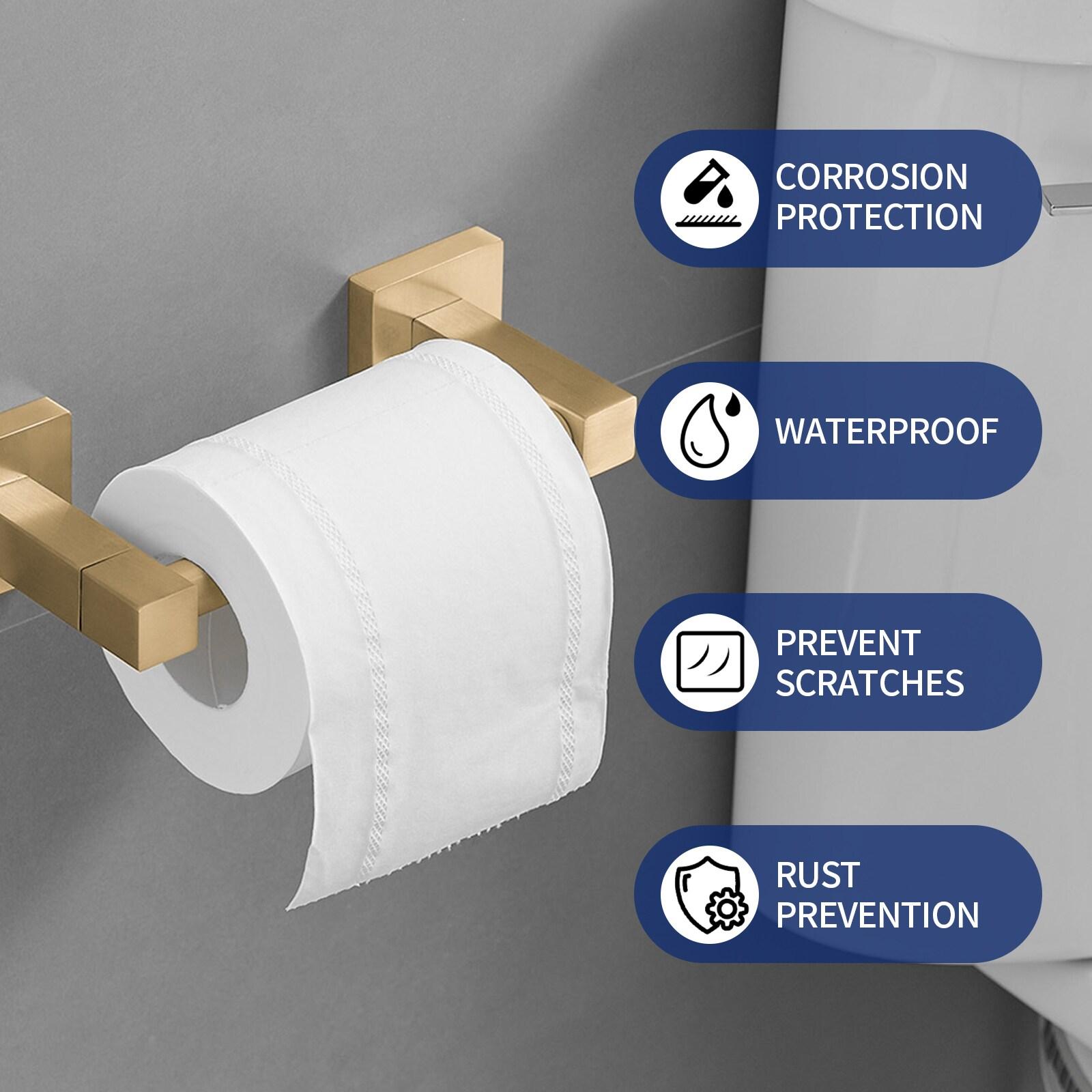 BWE Wall Mounted Toilet Paper Holder Double Post Pivoting Square Tissue Holders Roll Hangers Stand