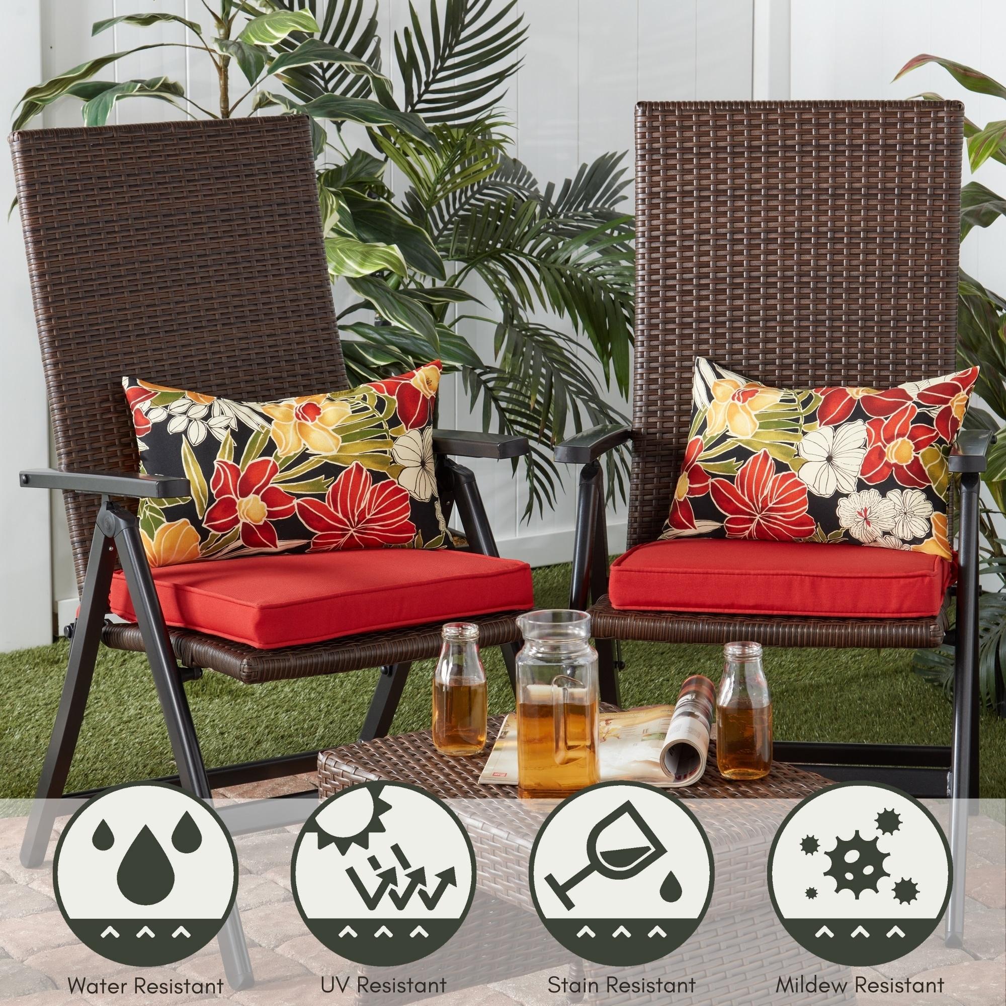 Aloha Black Floral 19 x 12 in. Outdoor Rectangle Throw Pillow (Set of 2) by Greendale Home Fashions