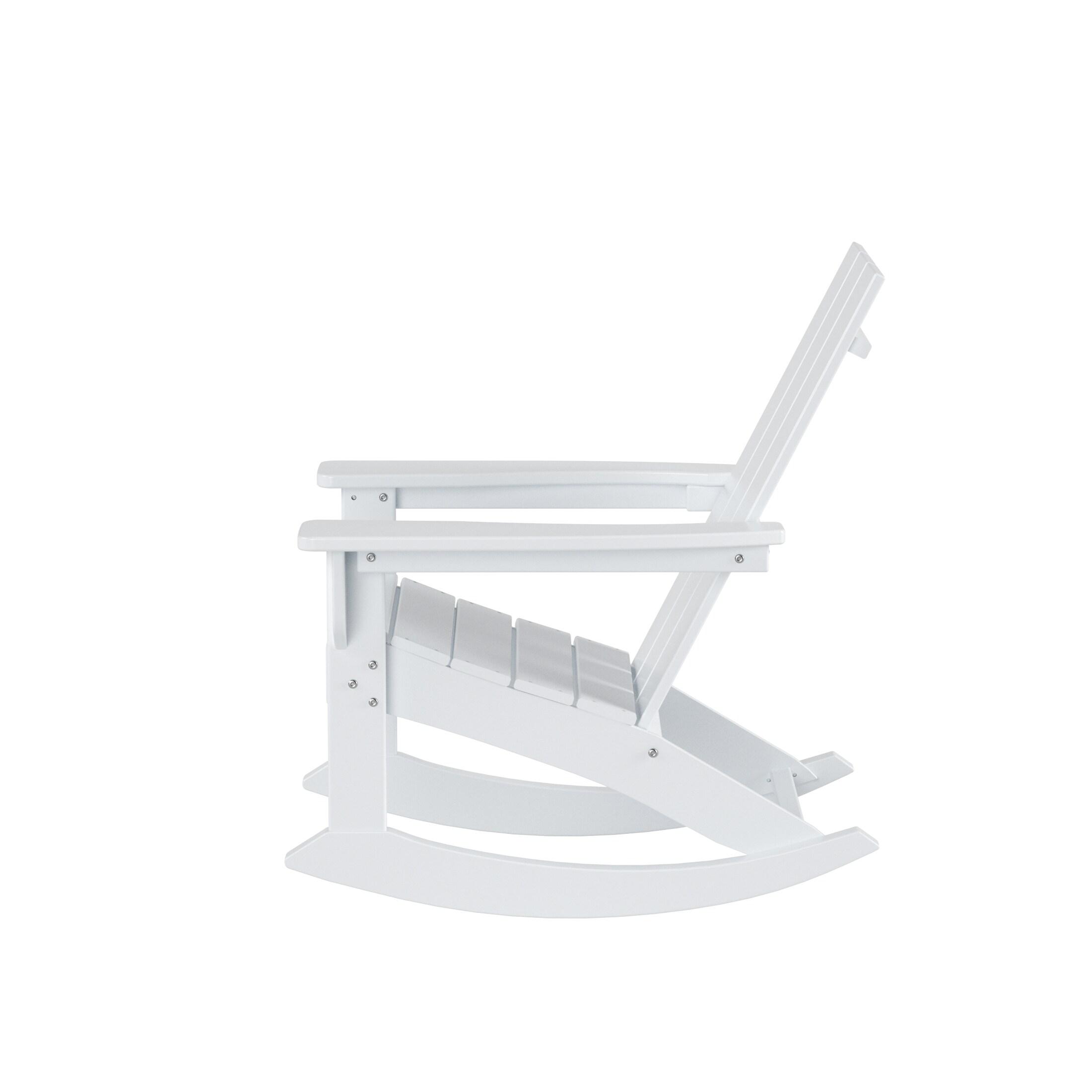 Polytrends  Shoreside Modern Eco-Friendly All Weather Poly Adirondack Rocking Chair White