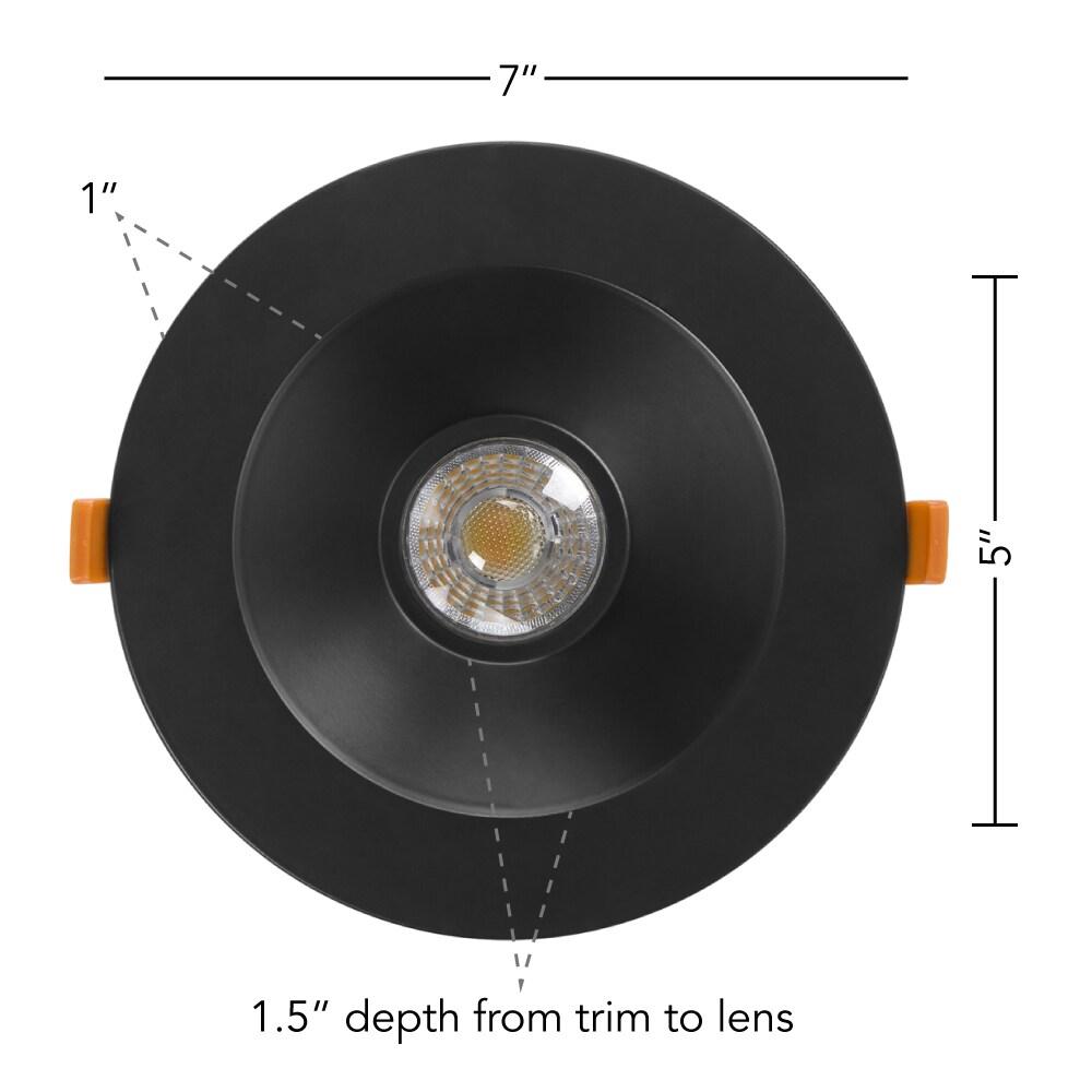 Maxxima 6” Ultra-Thin Recessed Anti-Glare LED Downlight, Canless IC Rated, 1200 Lumens, 5 Color Temperature Select 2700K/3000K/3500K/4000K/5000K, Dimmable, Black Trim, 90 CRI, 5CCT Slim J-Box Included
