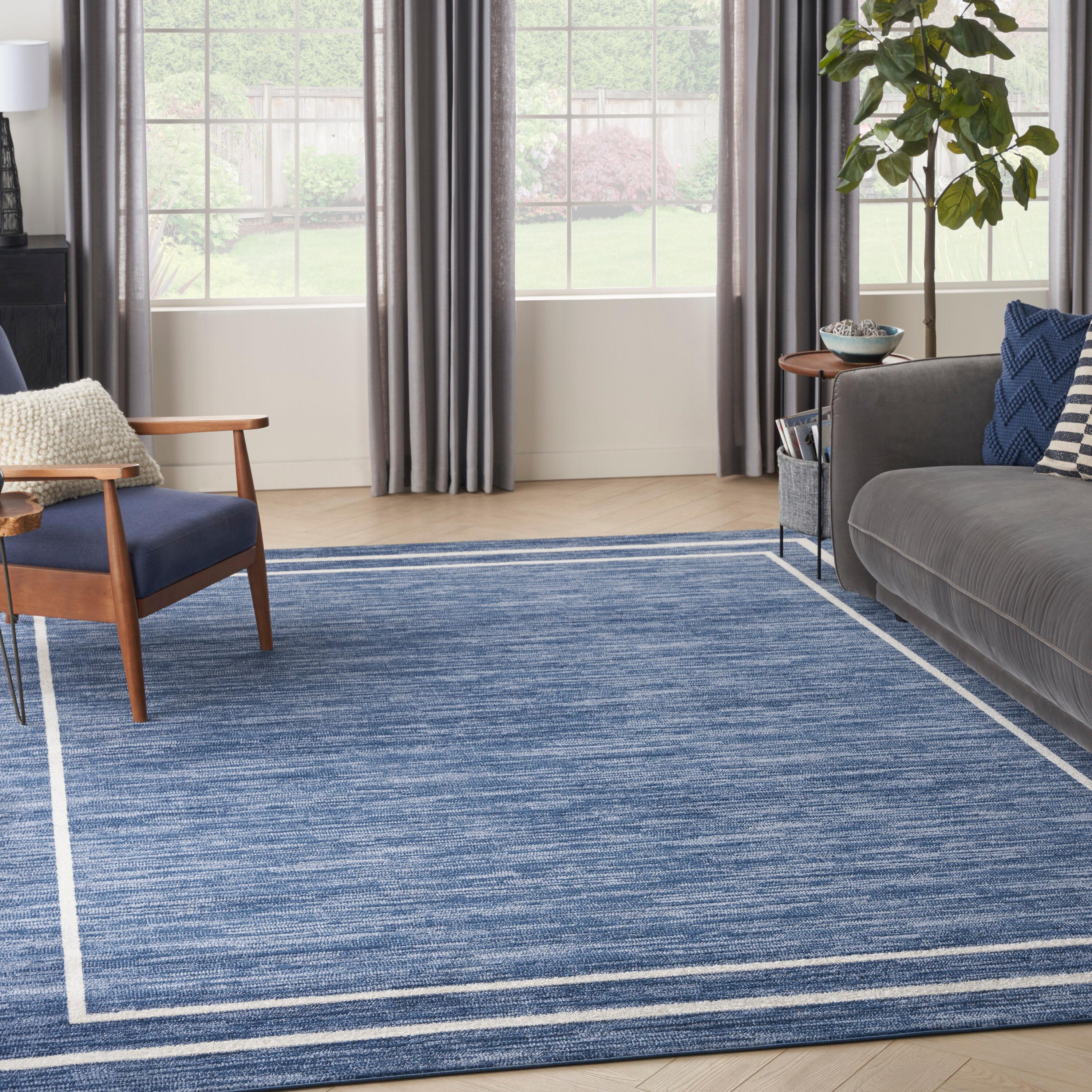 Nourison Essentials 10' x 14' Navy/Ivory Contemporary Indoor/Outdoor Rug