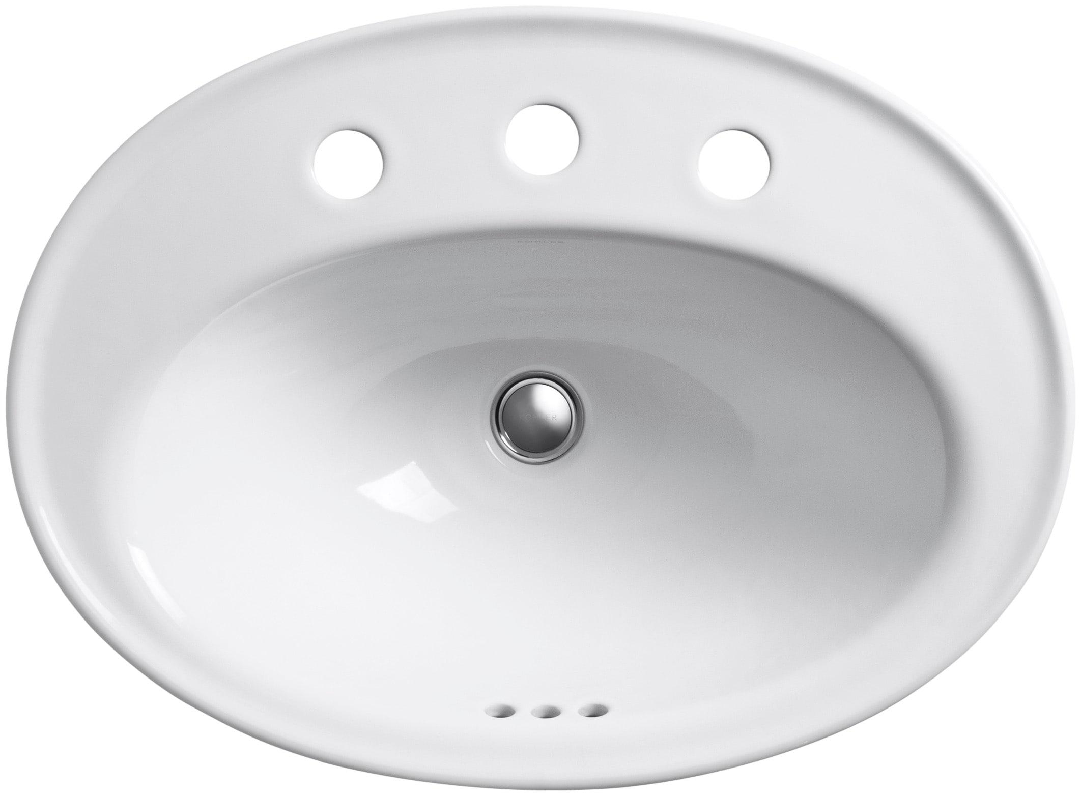 Serif® Ceramic Oval Drop-In Bathroom Sink with Overflow