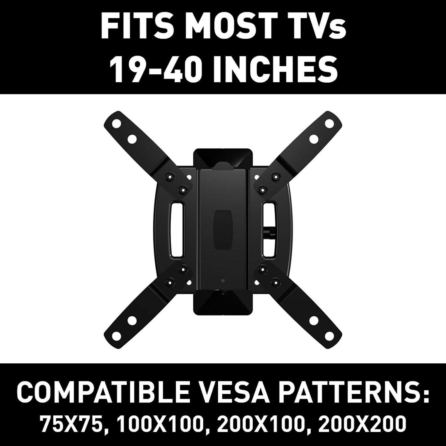 SANUS Full Motion TV Mount - Single Stud 19 to 40 inch TV Wall Mount Tilts, Extends & Swivels - Easy DIY Install Includes All Hardware & Post Install Leveling - Great for Corners