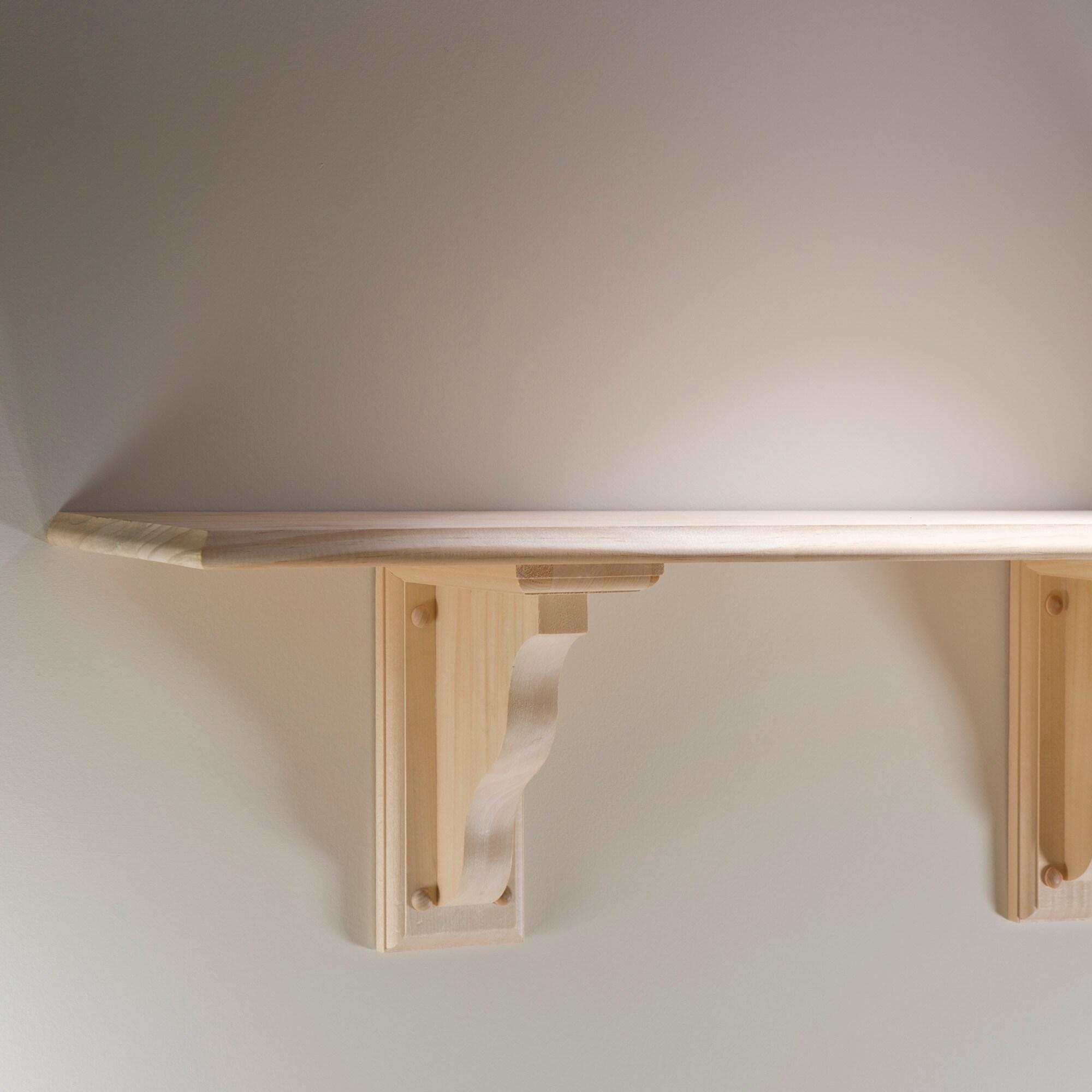 Two-Way Bracket - 9 in. x 7 in. x 3.5 in. - Sanded Unfinished Hardwood - Countersunk and Pre-Drilled - DIY Home Shelving