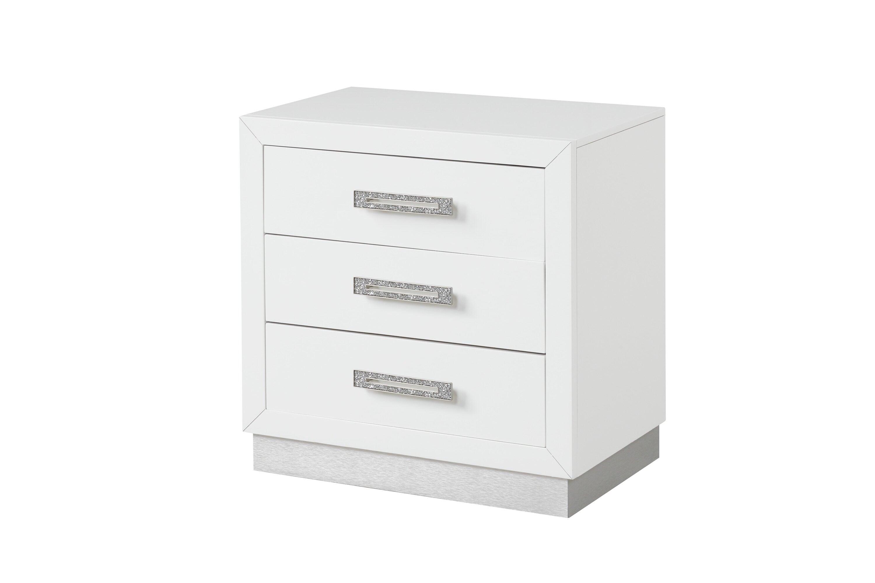 Coco Queen 5 Pc LED Bedroom Set Made with Wood in Milky White
