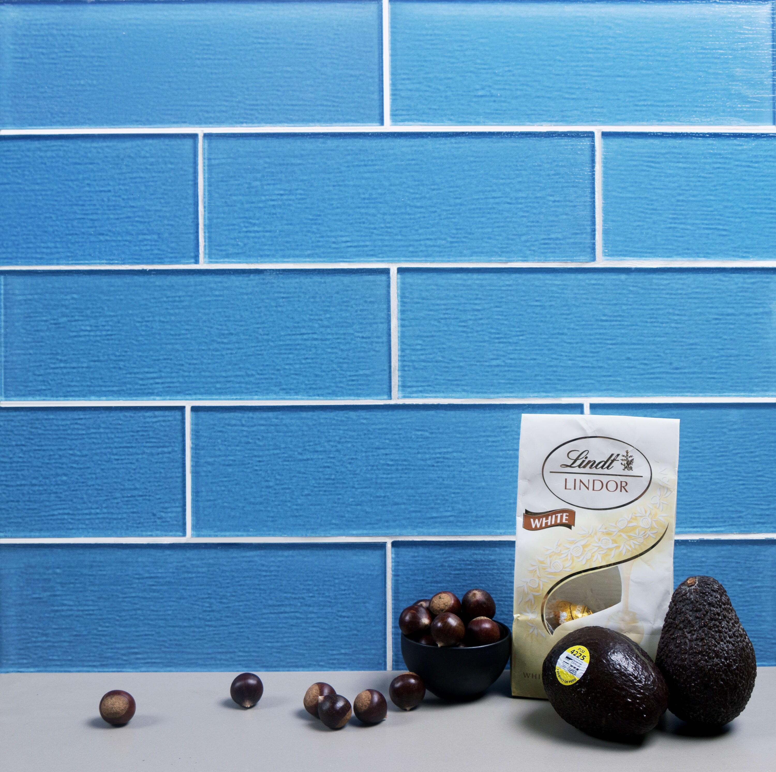 Premium Textured 4" x 12" Straight Edge Glass Subway Tile