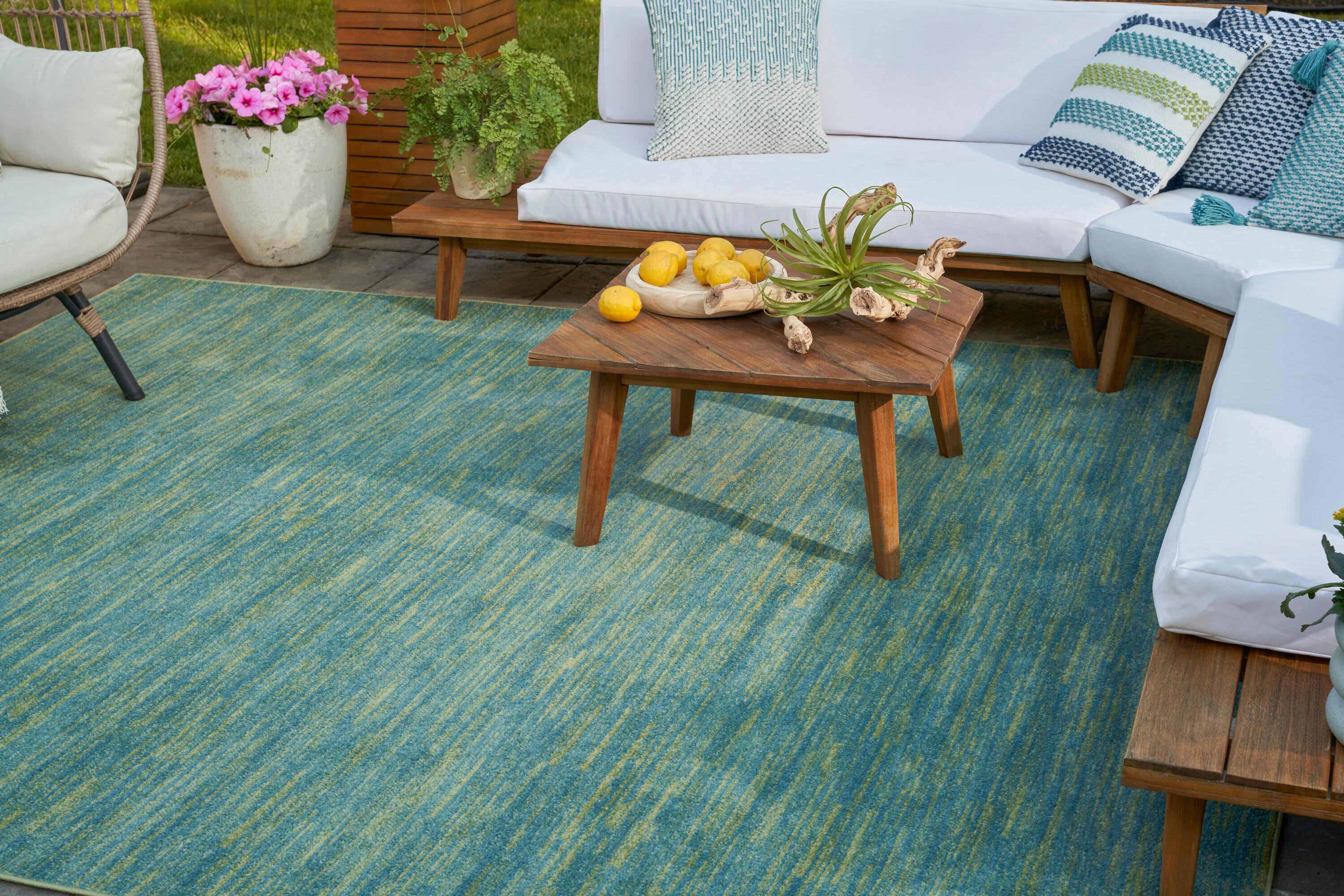 Nourison Nourison Essentials NRE01 Indoor/outdoor Area Rug - Blue Green 6' x 9'