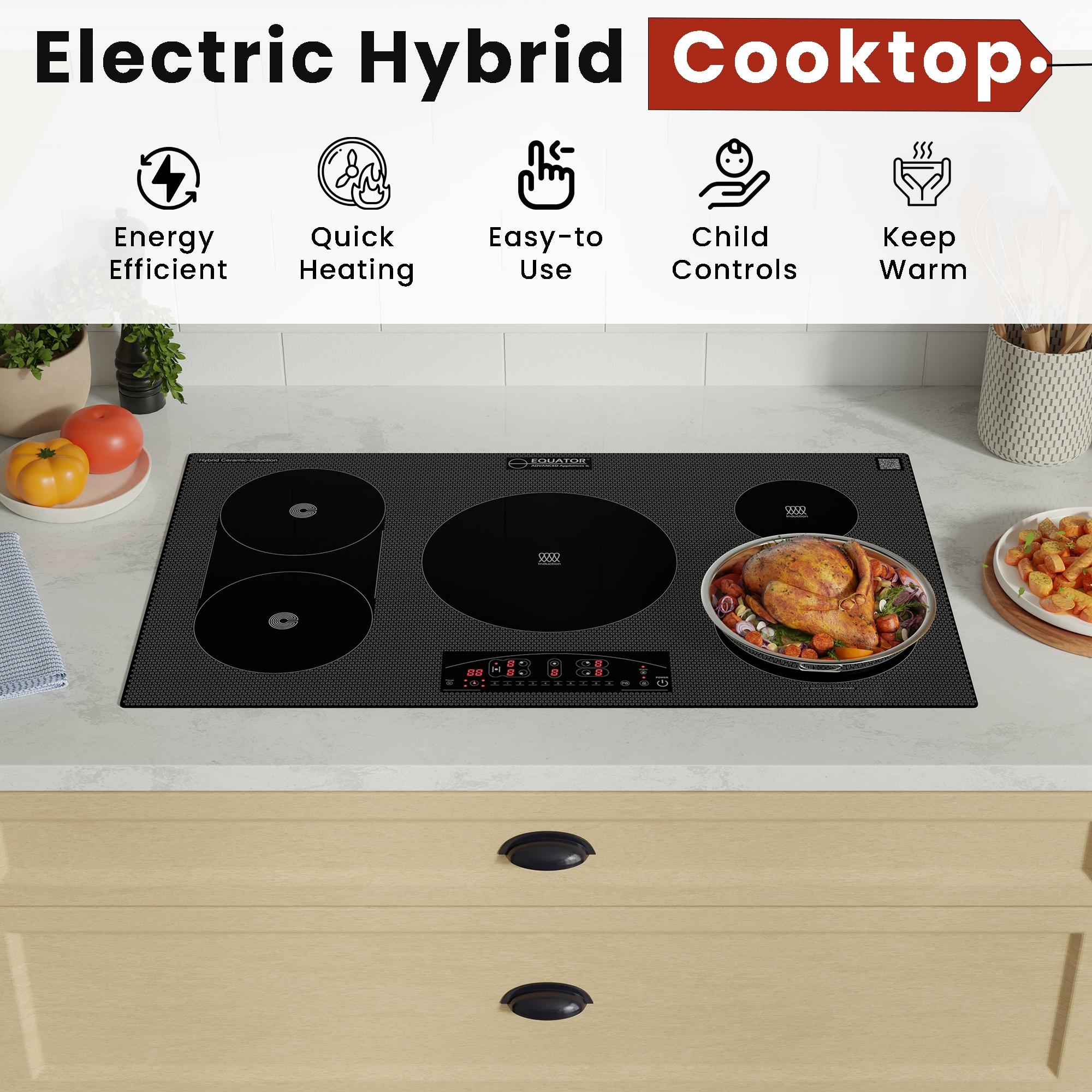 Equator Design 36" Electric Hybrid CERAMIC-INDUCTION 5 Burner Cooktop 220V