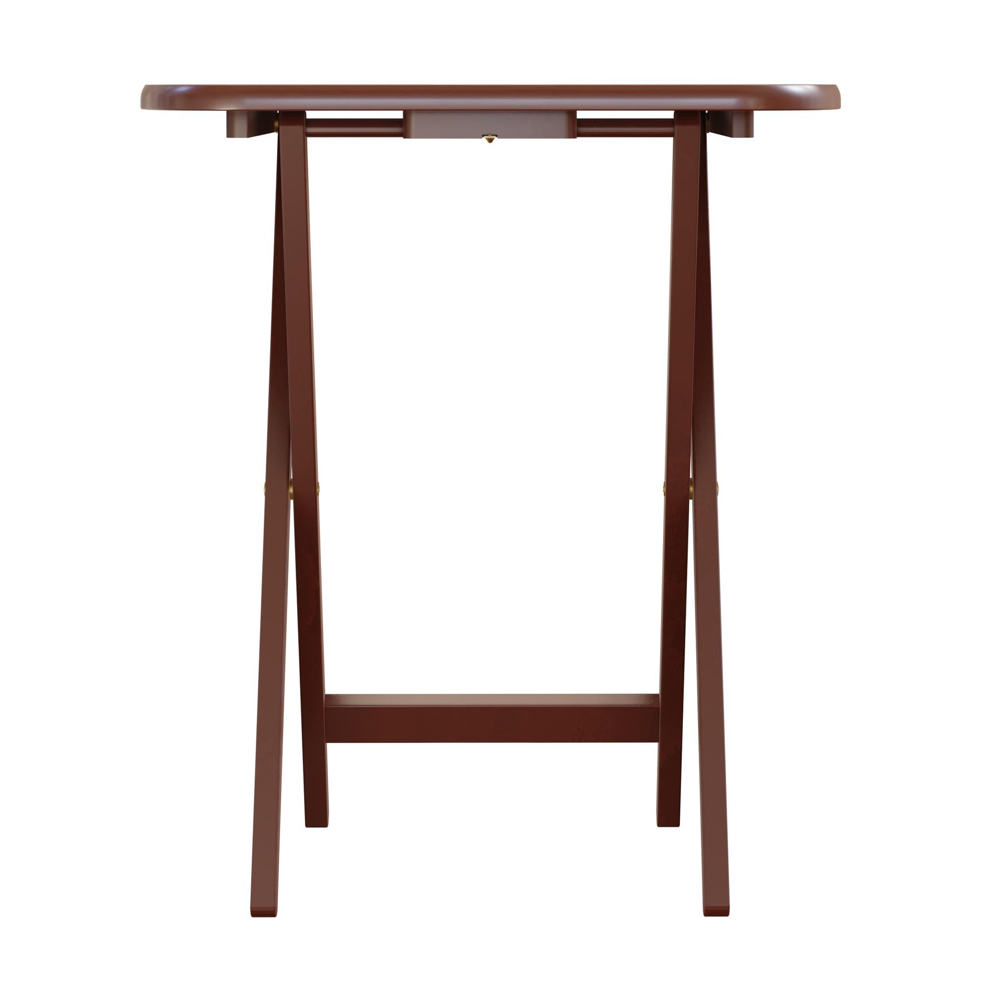 5pc Lucca TV Set Walnut Finish - Winsome: Portable Folding Tables, MDF Top, Wood Legs, Stand Included