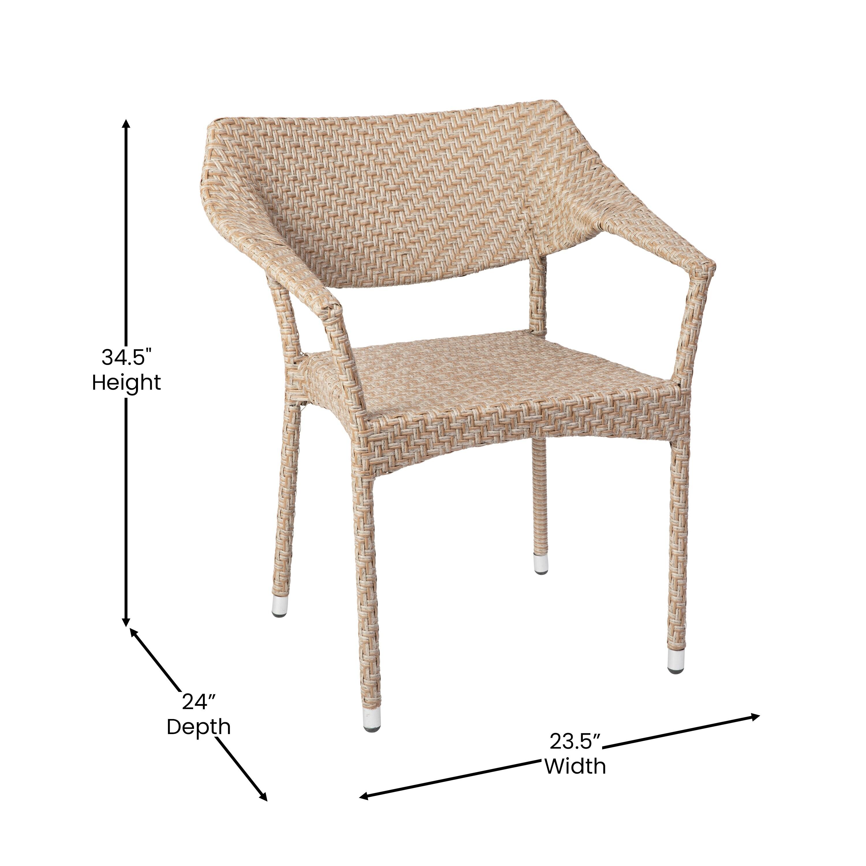 Flash Furniture Jace Commercial Grade Stacking Patio Chair, All Weather PE Rattan Wicker Patio Dining Chair in Natural