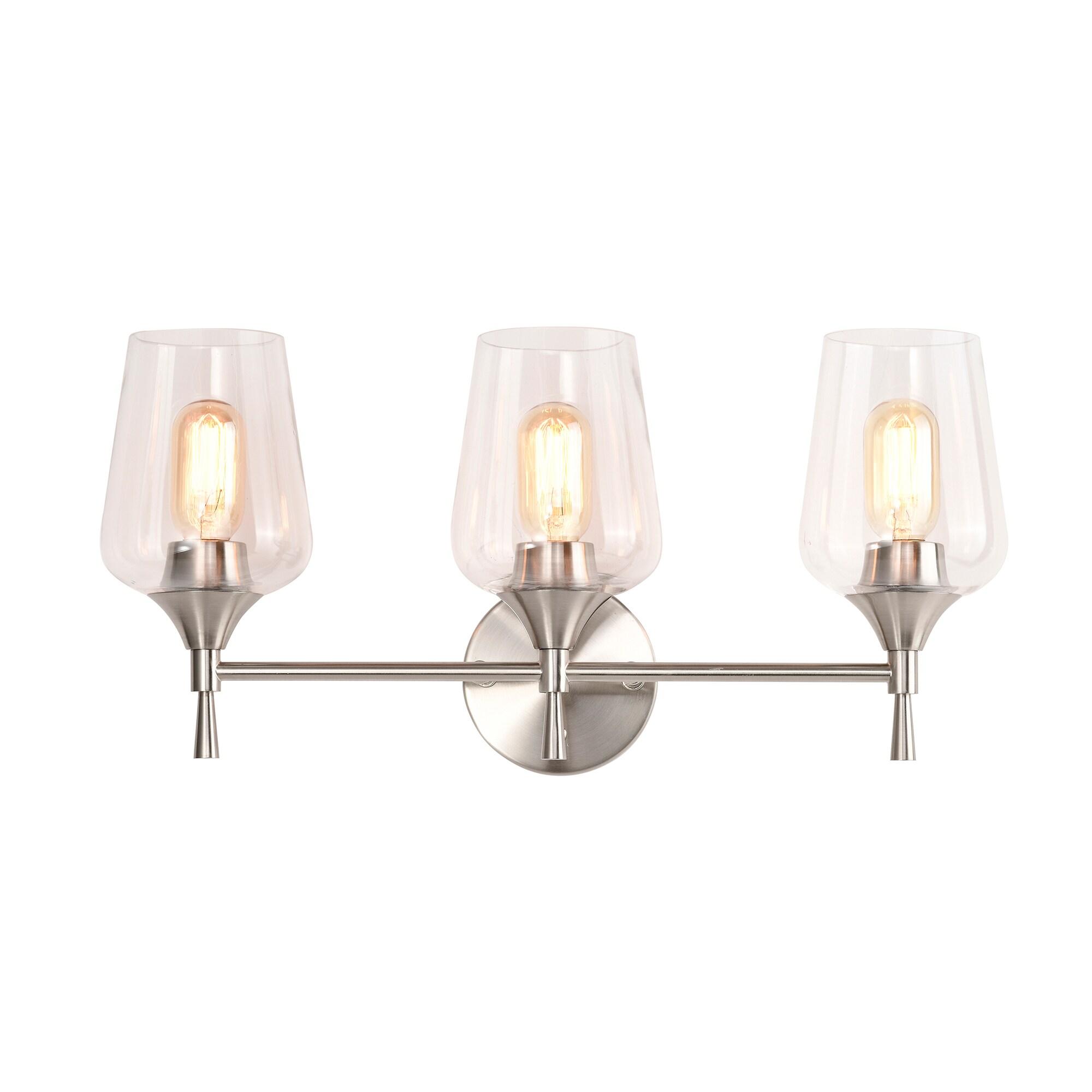 Edvivi 3-Light Vanity Lights, Modern Brushed Nickel with Clear Glass Shade Bathroom Light Fixtures, Wall Light for Mirrors, Bedroom, Living Room, Hallway