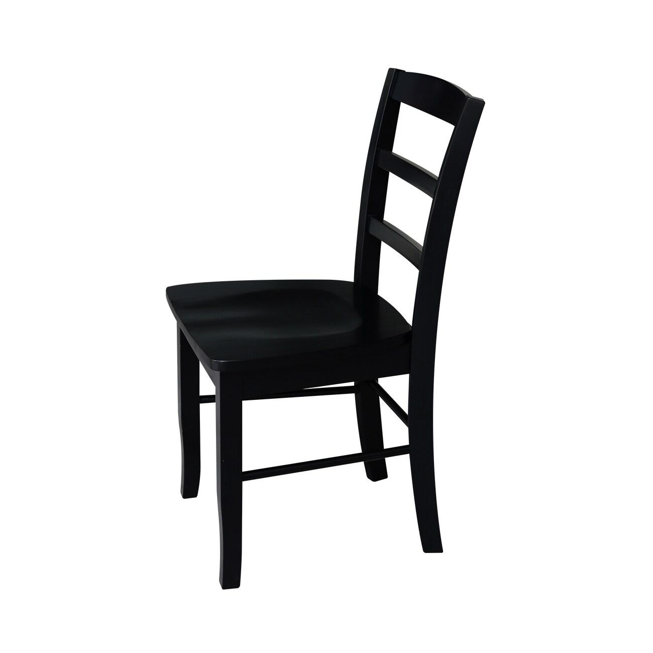 Set of 2 Madrid Ladderback Chairs Black - International Concepts: Solid Wood, Armless, Transitional Style