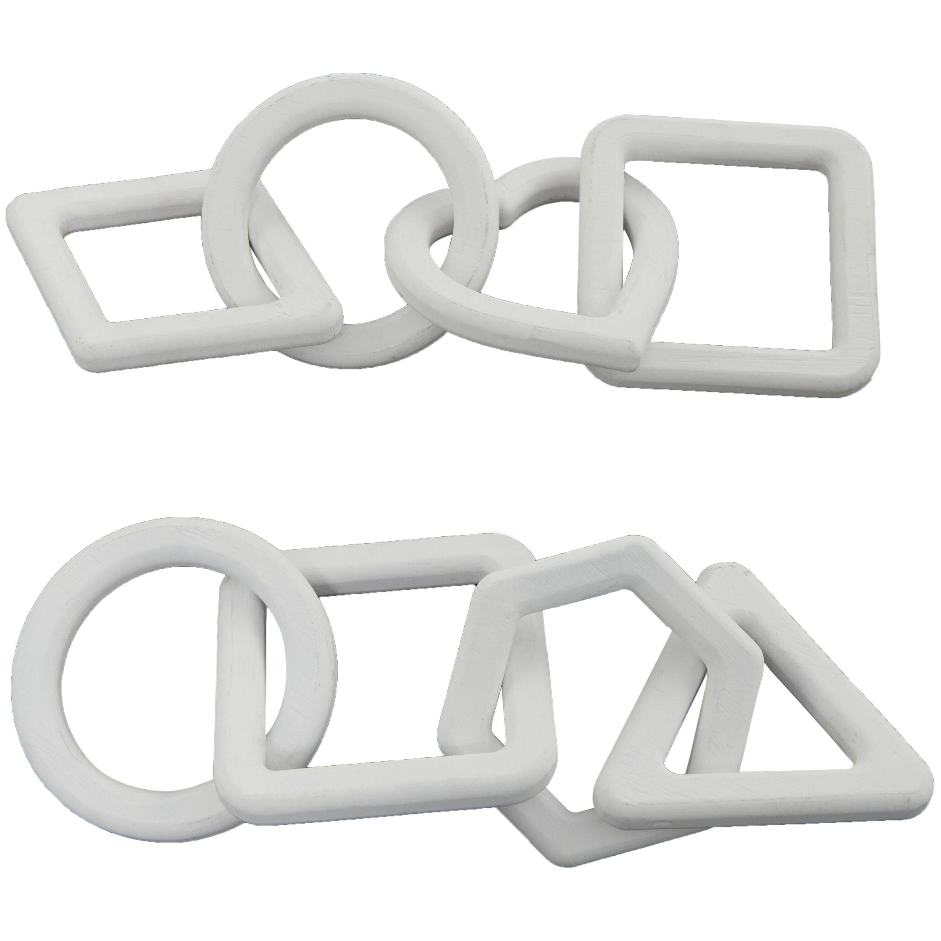 White Wood Modern Chain Sculpture Set of 2