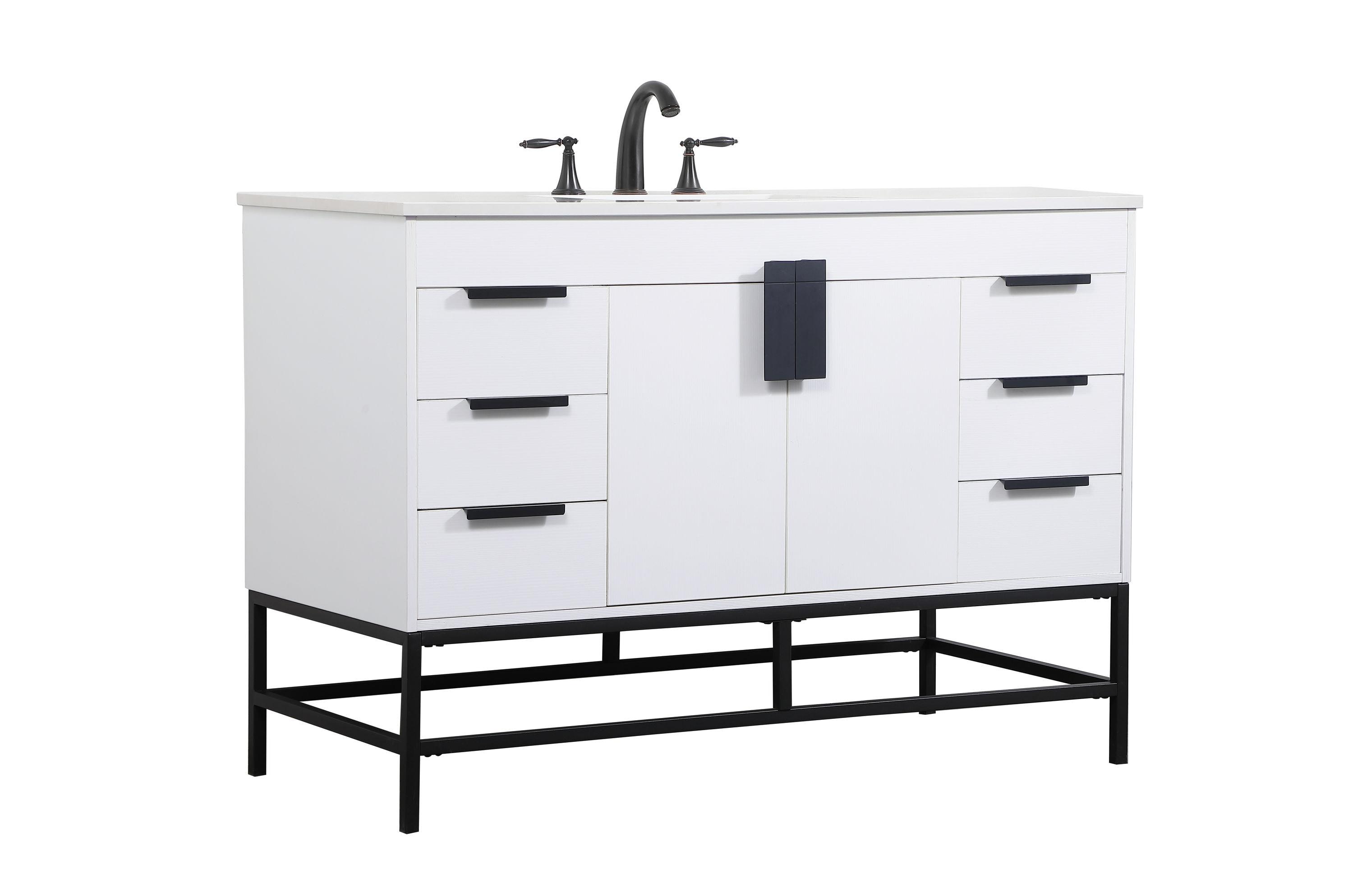 Alizabeth 48'' Single Bathroom Vanity with Engineered Marble Top