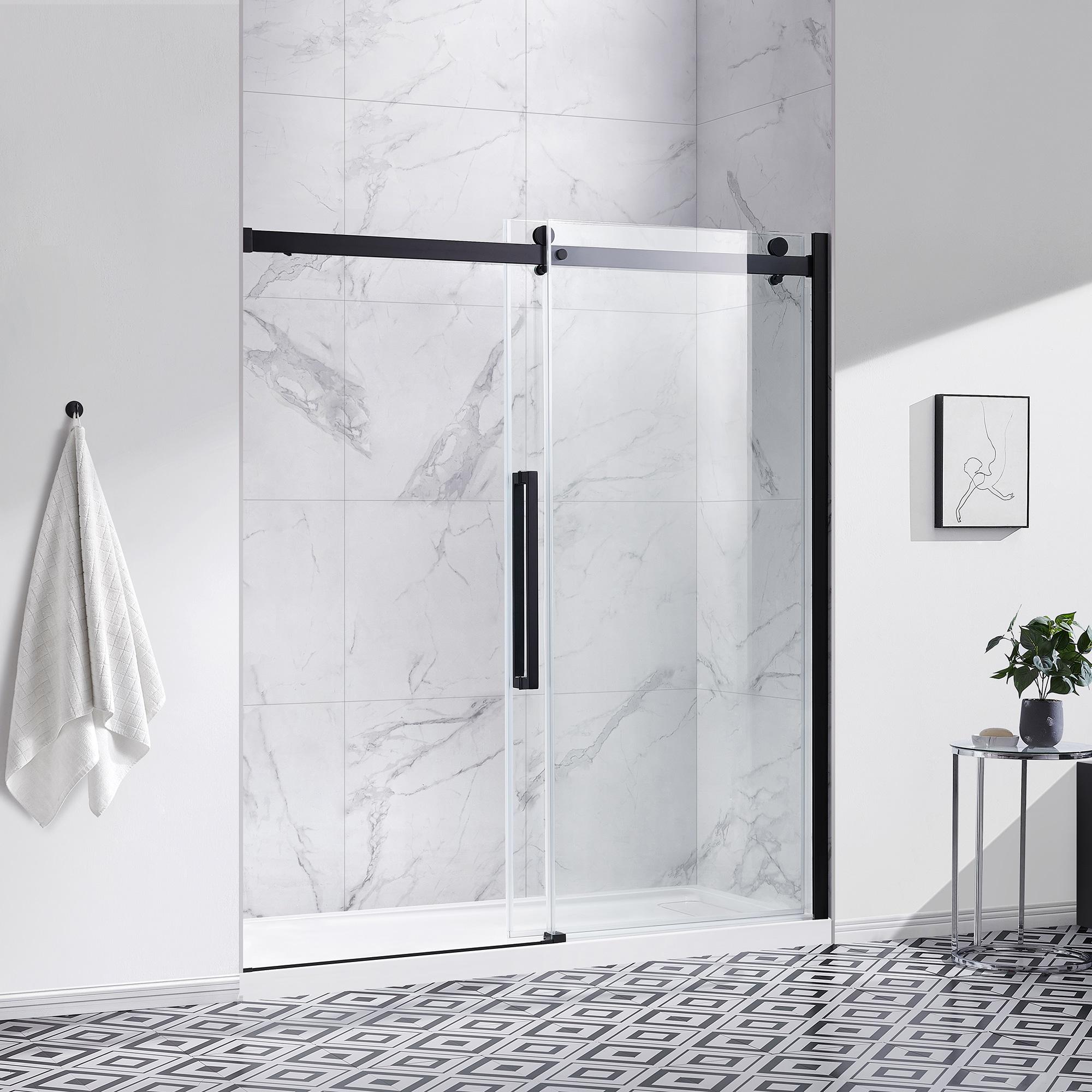 OVE Decors Bel Soft Close Black 72-in x 78.75-in Frameless Sliding Soft Close Shower Door