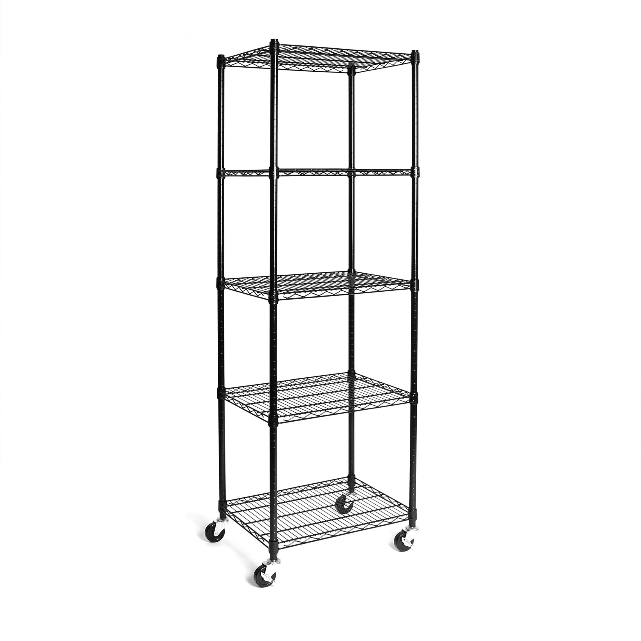 UltraDurable 24" W 5-Tier NSF-Certified Steel Shelving with Wheels