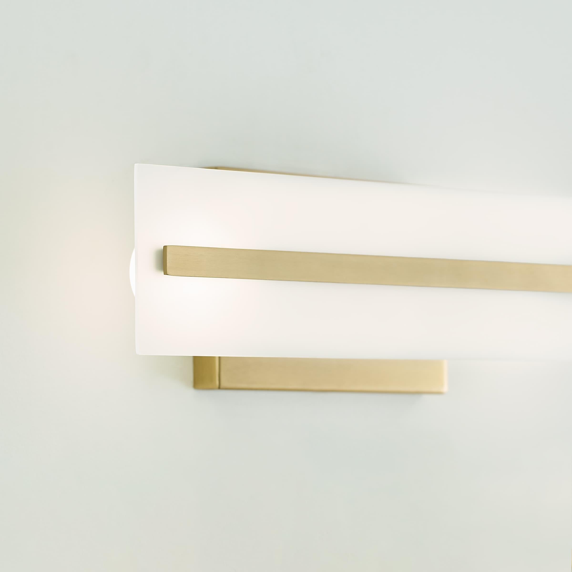Dex Satin Brass Energy Star 2-Light Vanity with Etched Glass