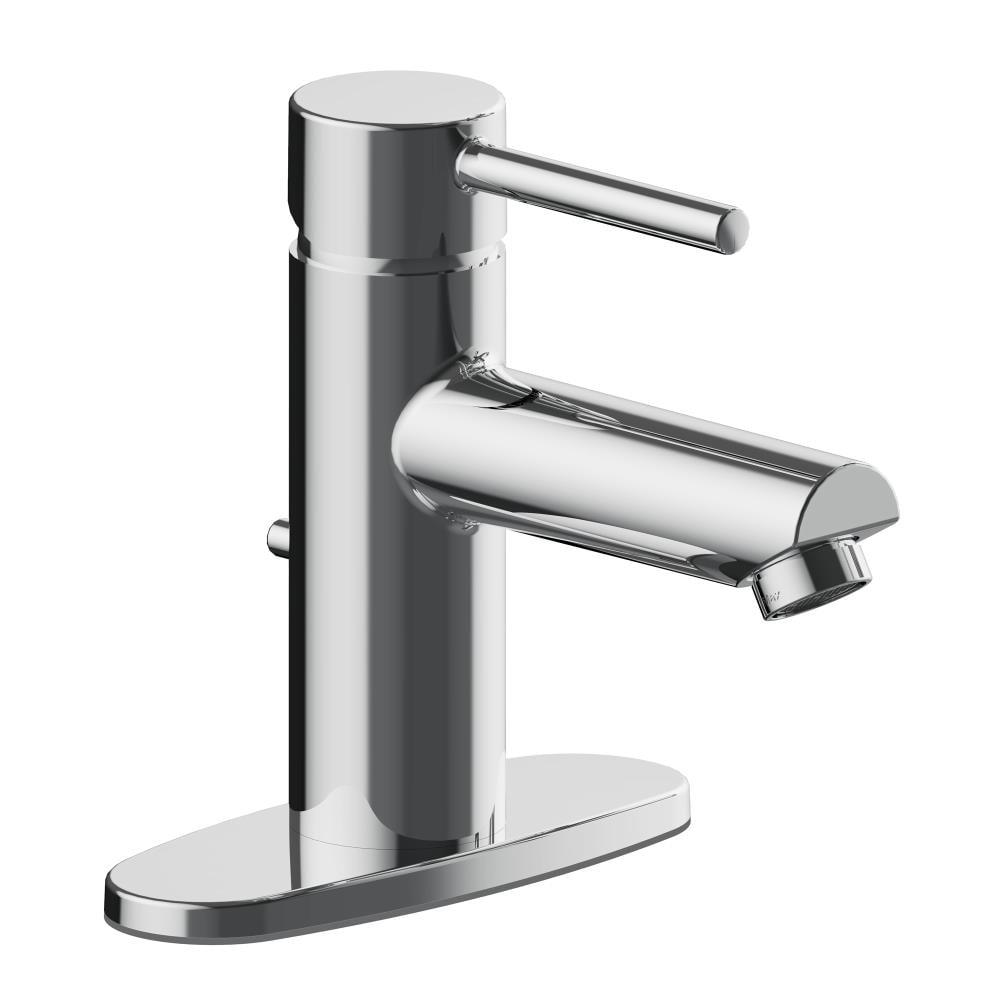 Eastport II Modern Single-Handle Bathroom Faucet with Deck Plate, Polished Chrome – Design House, 593897