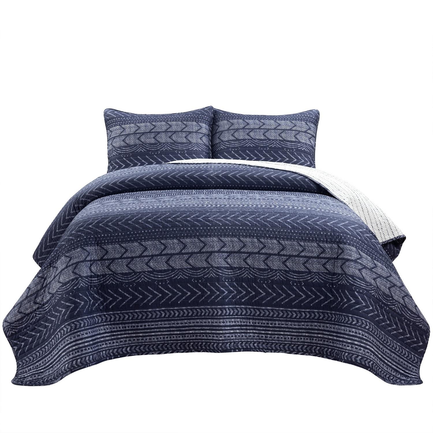 Lush Decor Hygge Geo Reversible Contemporary 3-Piece Quilt Set