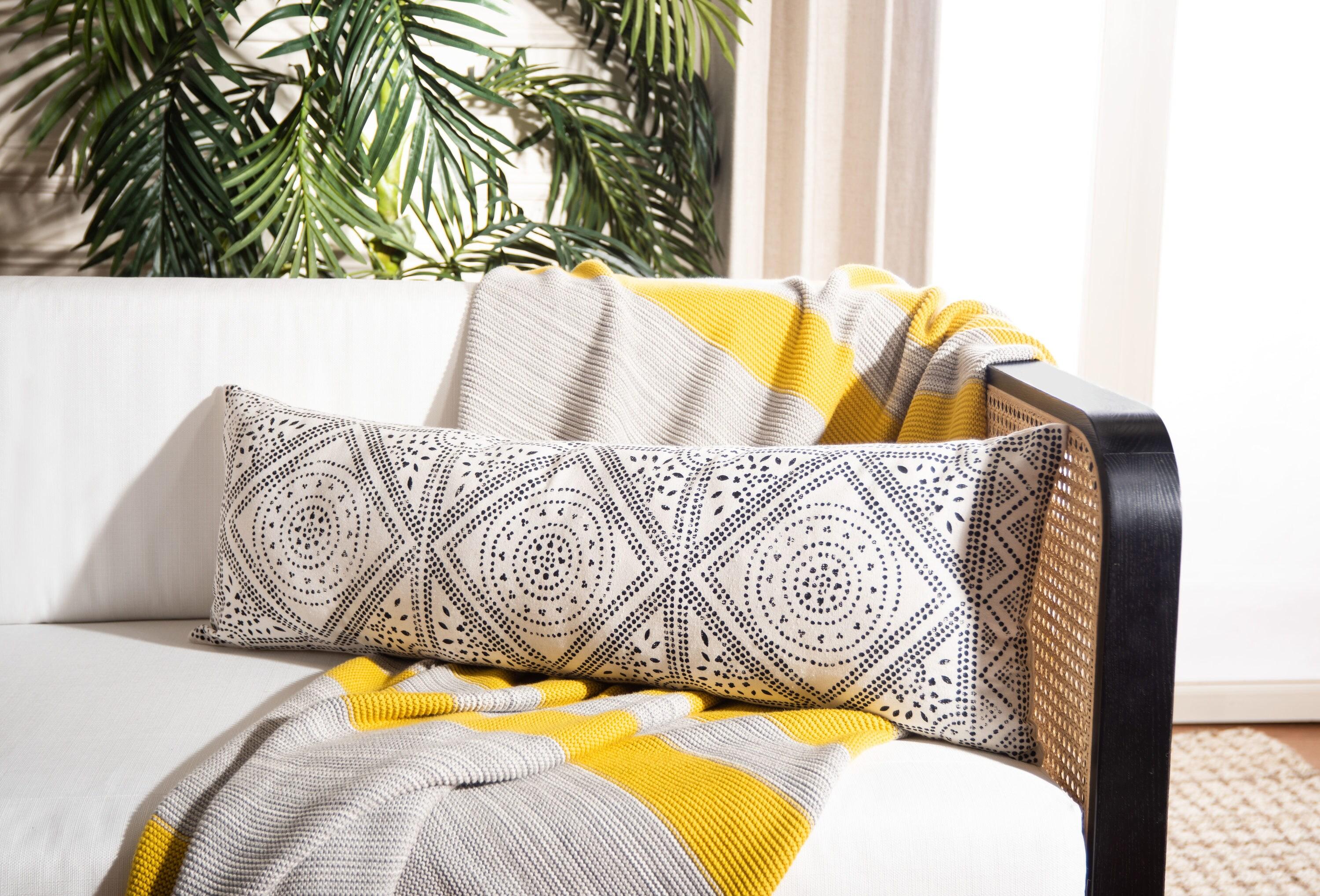 SAFAVIEH Valenti Bohemian Medallion Pillow, 12" x 36", Beige/Black