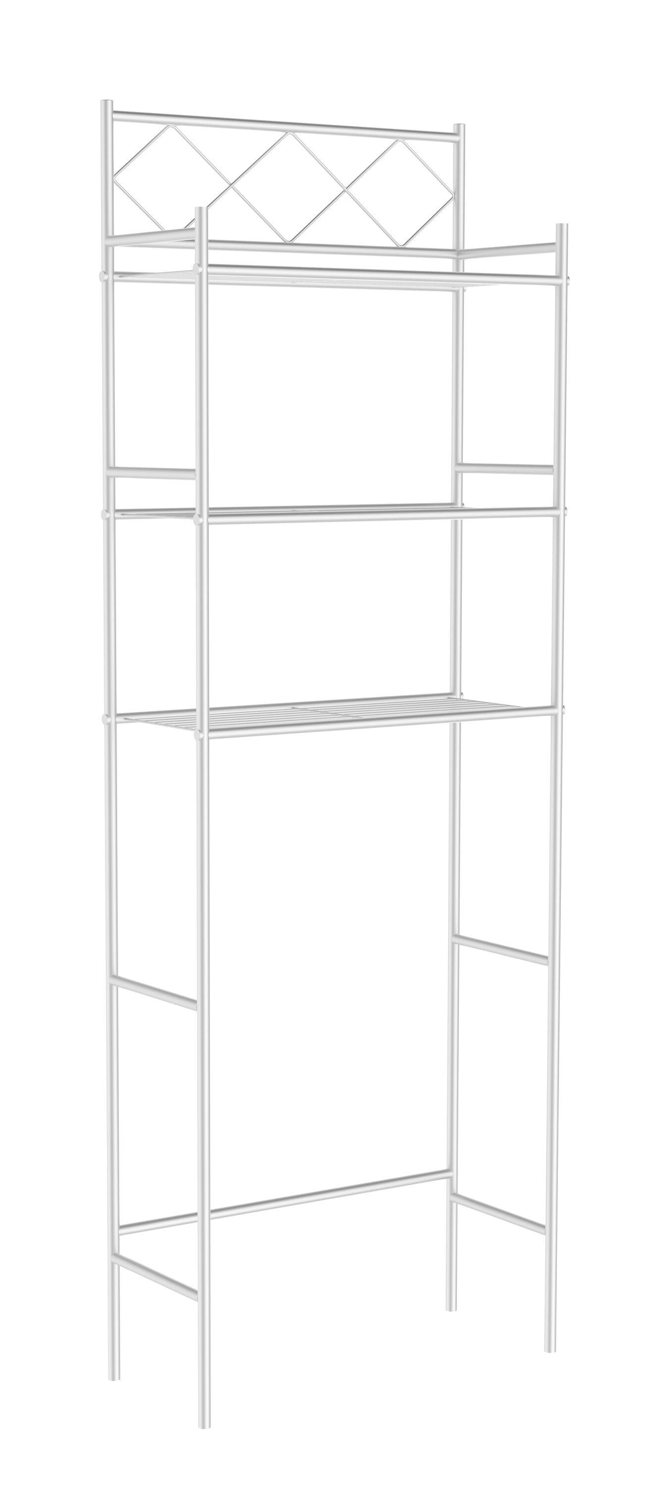 Metal Over The Toilet Space Saver and Organizer White - J&V TEXTILES: Powder-Coated Stainless Steel, 3 Fixed Shelves