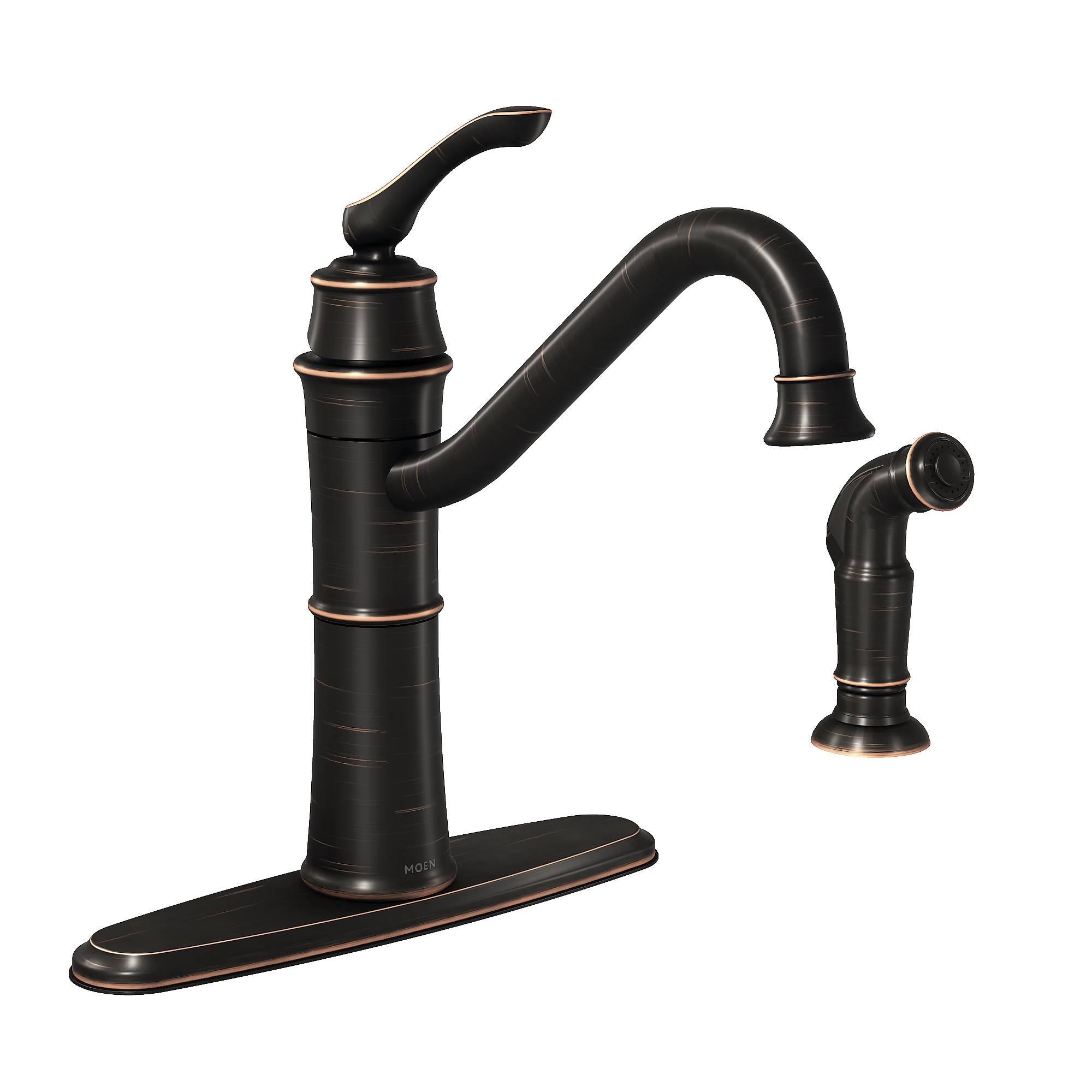 Moen Wetherly One Handle High Arc Kitchen Faucet with Deck Mount Side Sprayer