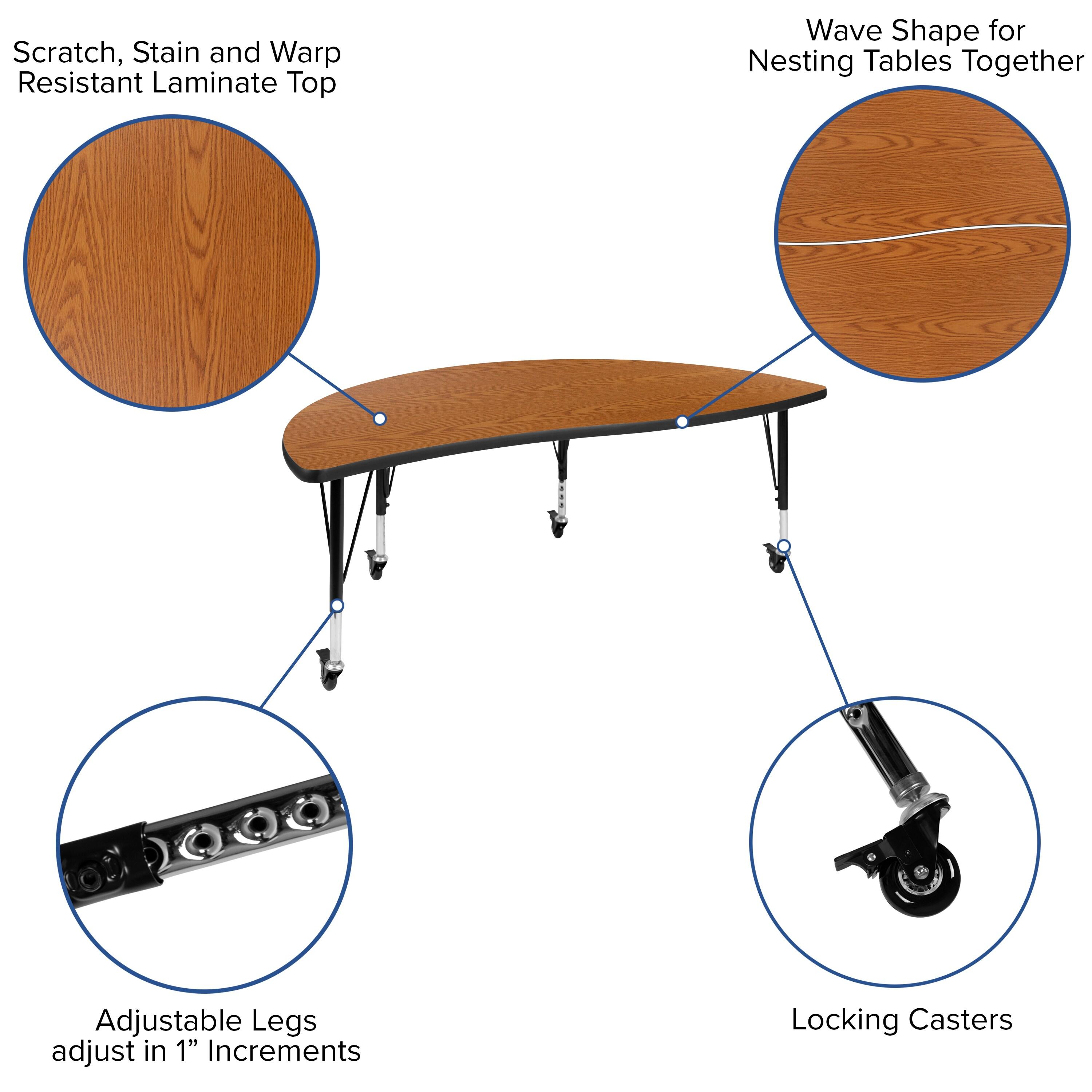 Goddard Half Circle Wave Collaborative Adjustable Height Activity Table