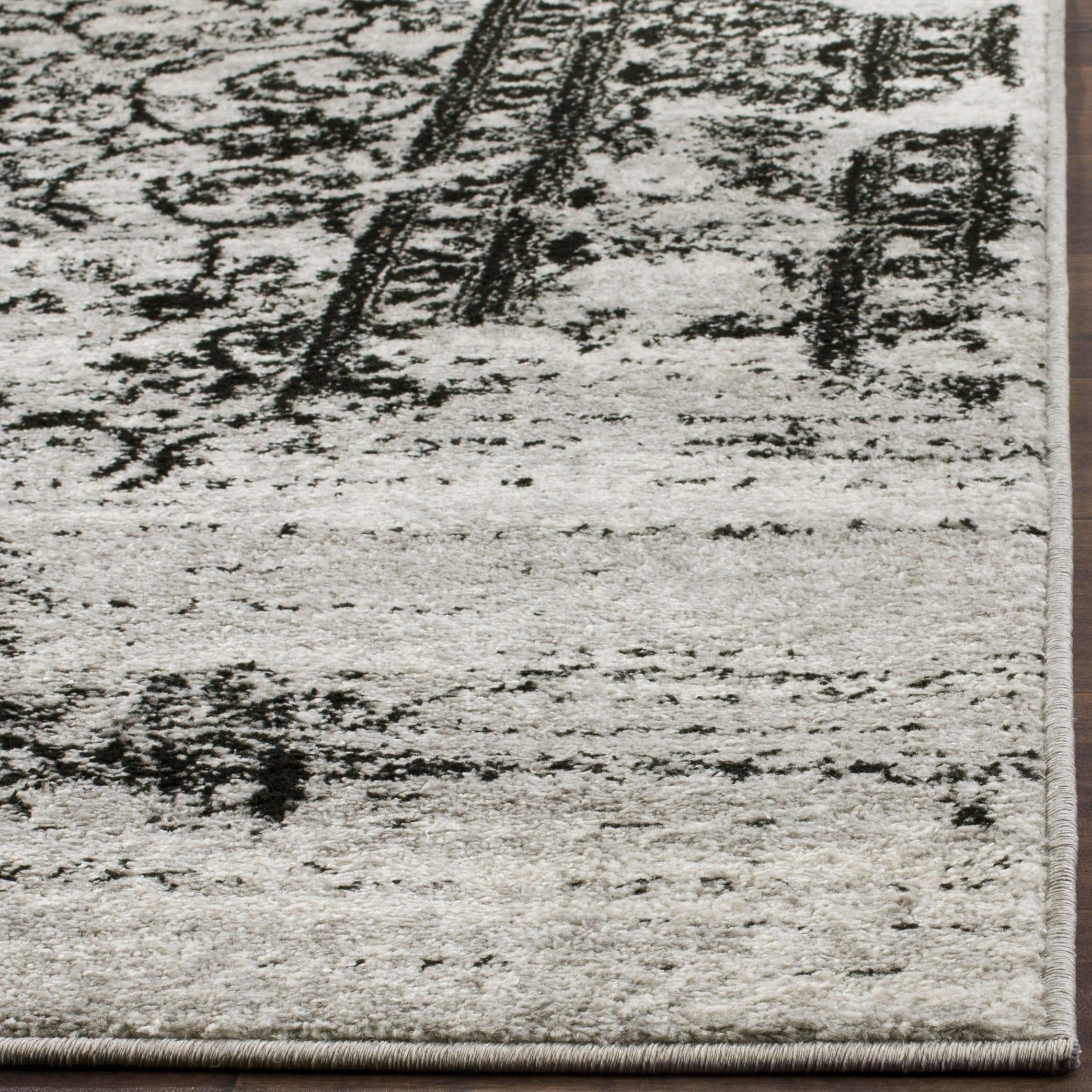 Adirondack ADR101 Power Loomed Runner Rug - Silver/Black - 2'6"x20' - Safavieh.