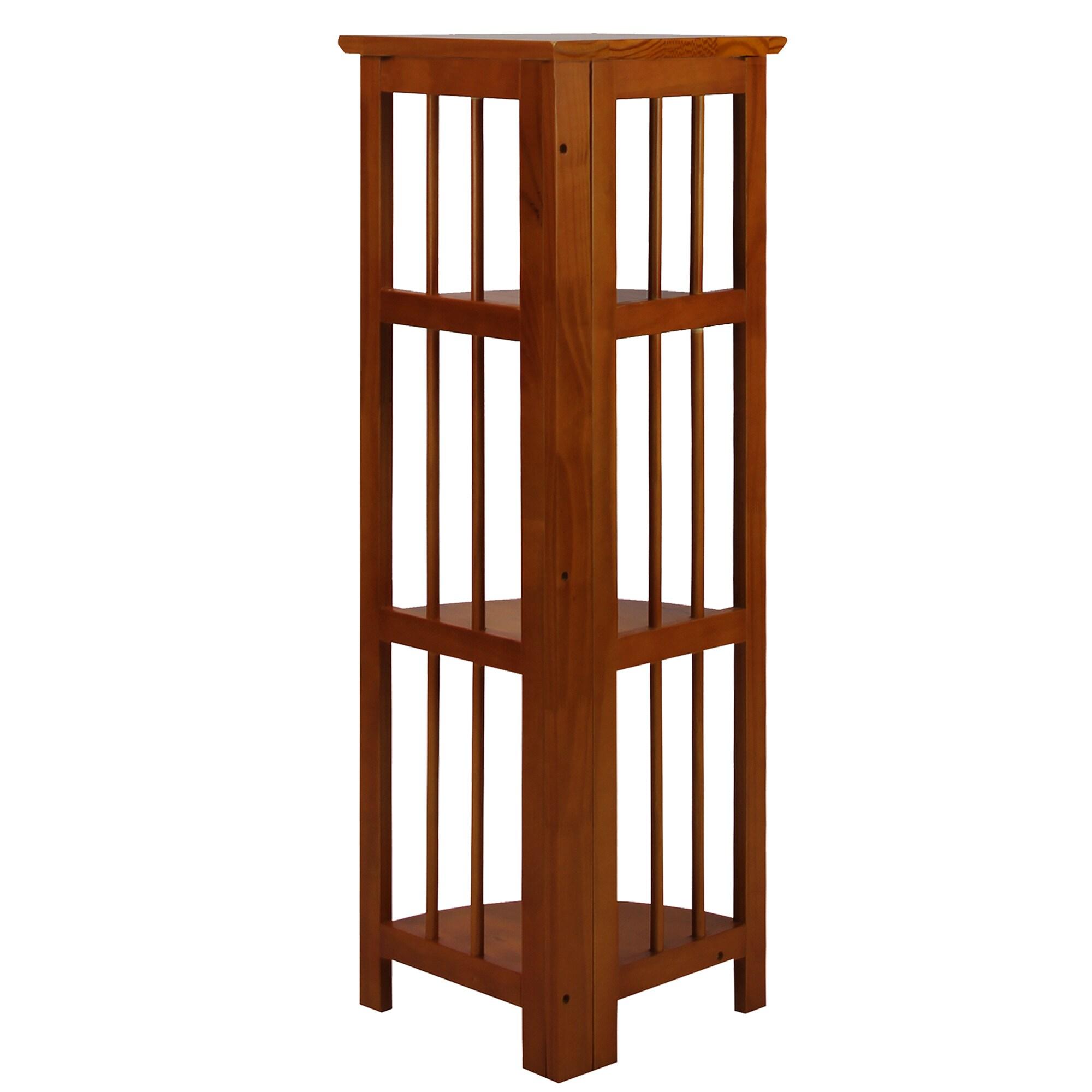 Casual Home 315-15 Wooden 4 Shelf Corner Folding Bookcase, Honey Oak