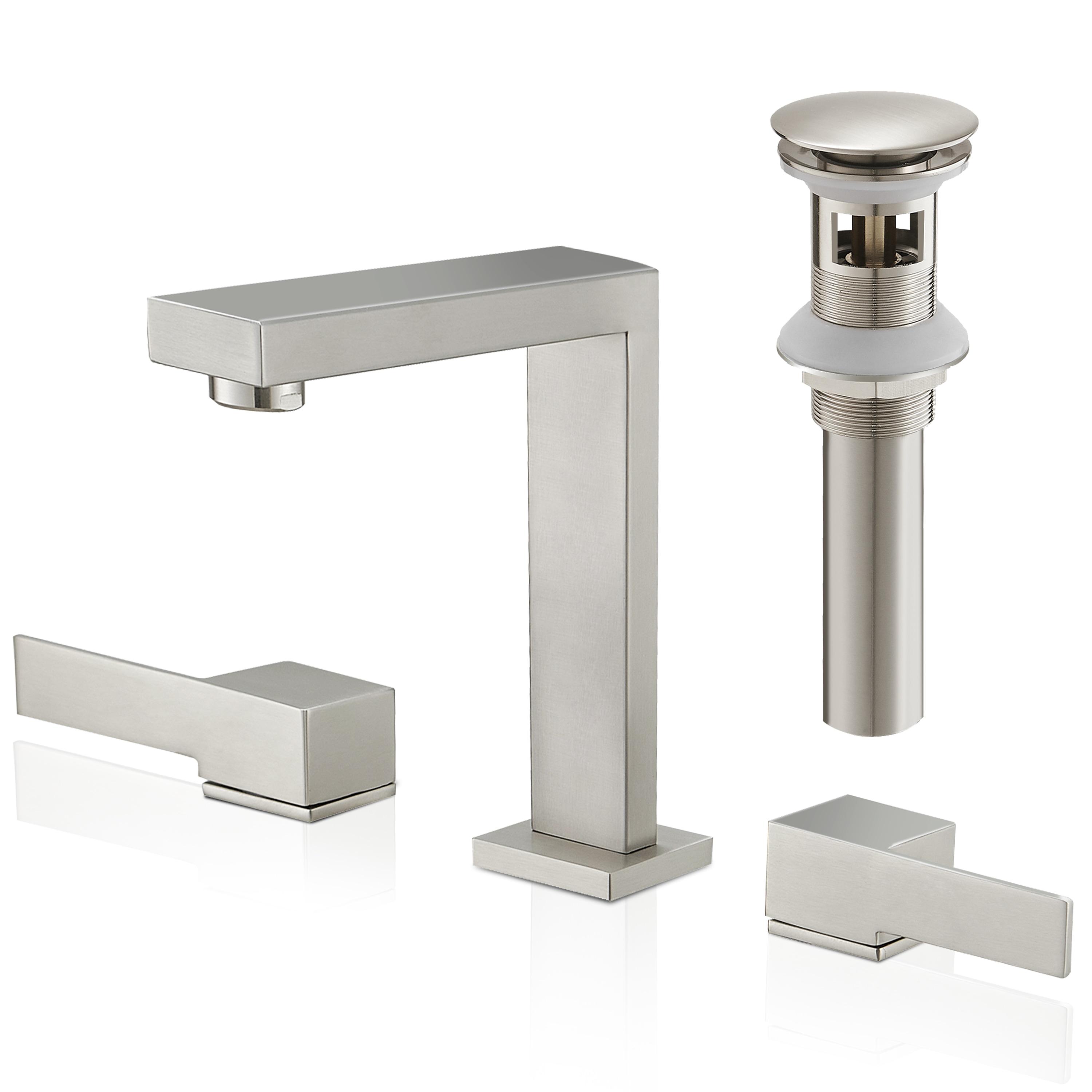 Widespread Single-handle Bathroom Faucet with Drain Assembly