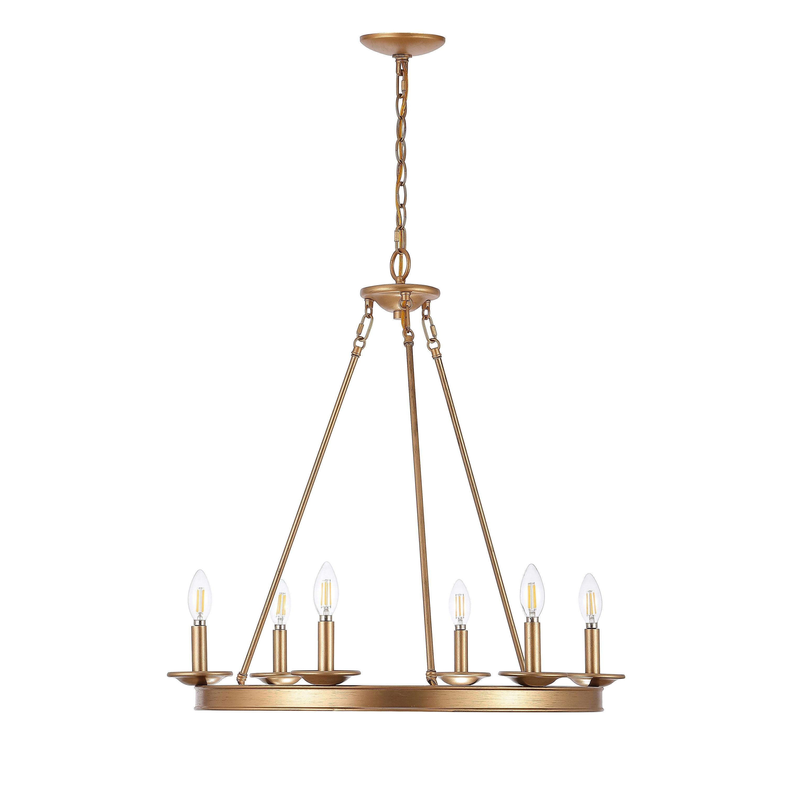 SAFAVIEH Joris 6 Light Industrial Adjustable Chandelier, Gold Painted