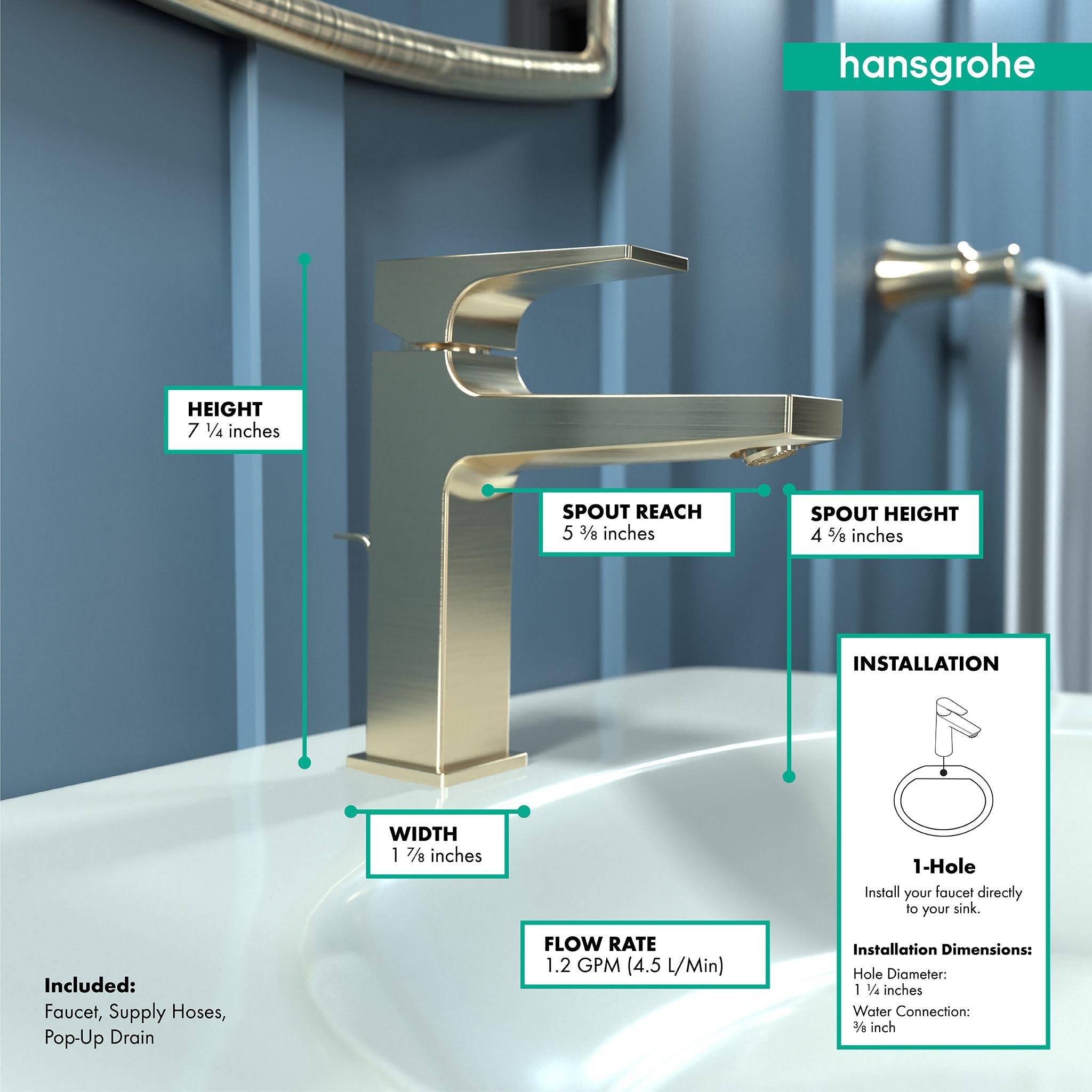 Hansgrohe Metropol Single-Hole Faucet 110 with Lever Handle and Drain Assembly, 1.2 GPM