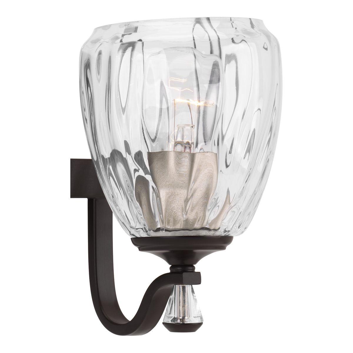 Progress Lighting Anjoux 4-Light Bath Vanity Fixture Antique Bronze Clear Water Glass Shade
