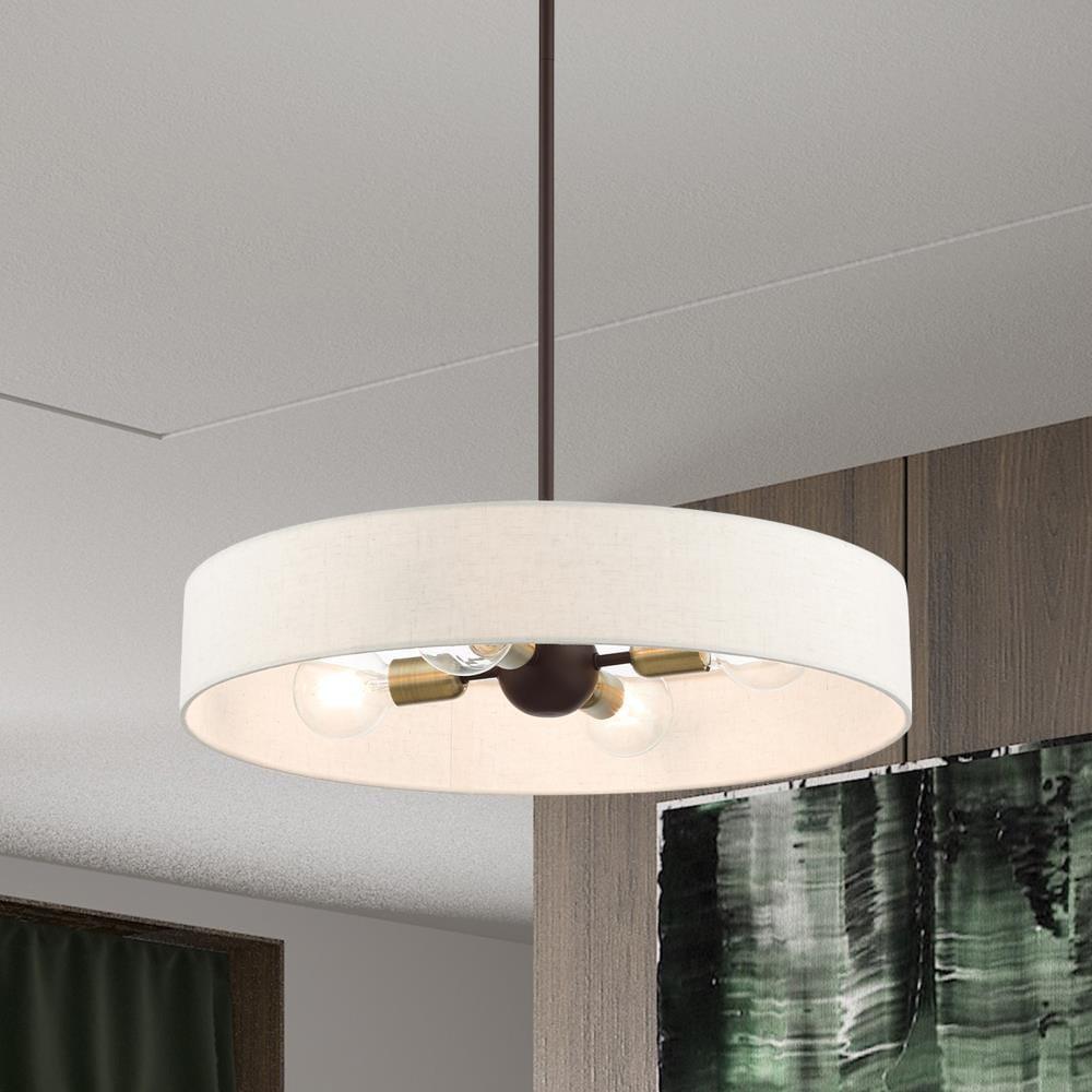 Venlo 4 Light Bronze with Antique Brass Accents Pendant