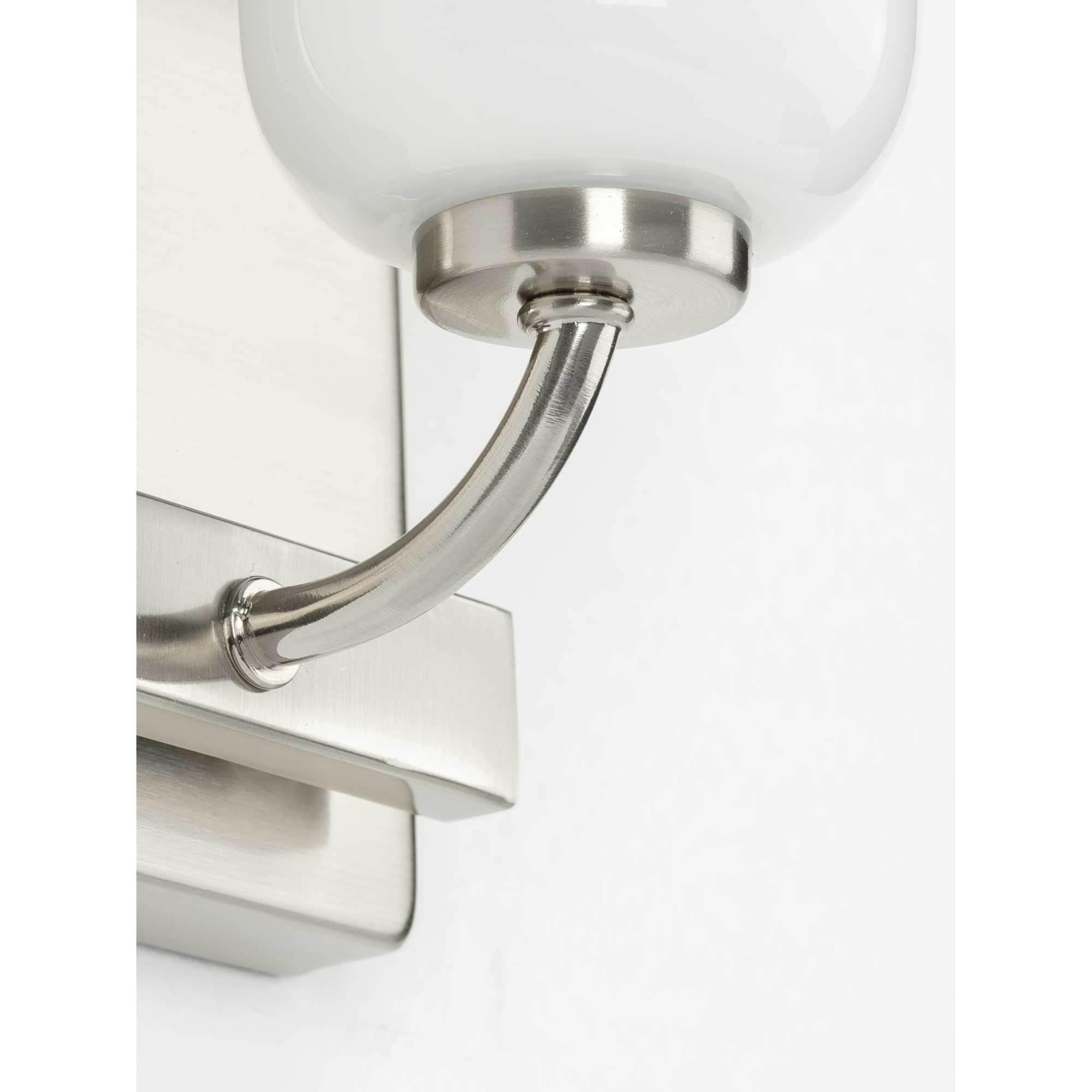 Moore Collection One-Light Brushed Nickel White Opal Glass Luxe Bath Vanity Light