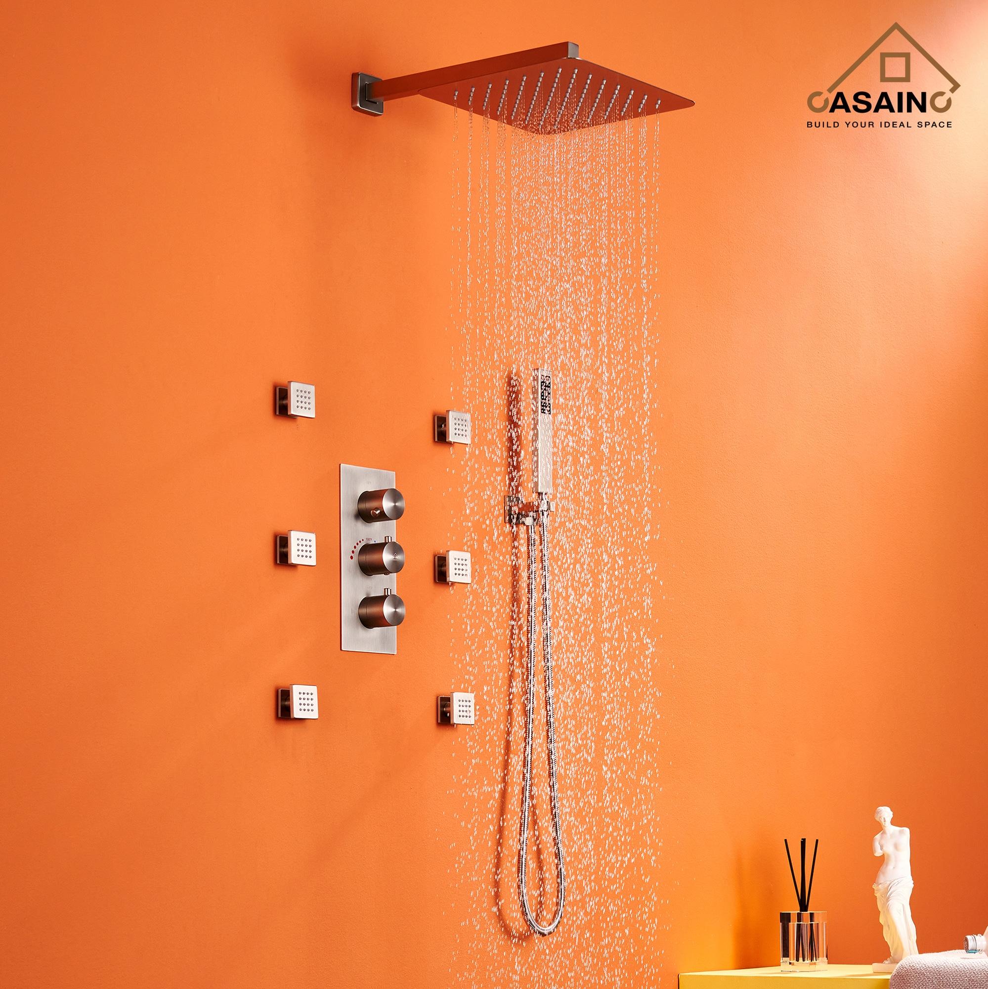 Revitalize 12 Inch Luxury Thermostatic Complete Shower System with Rough-in Valve