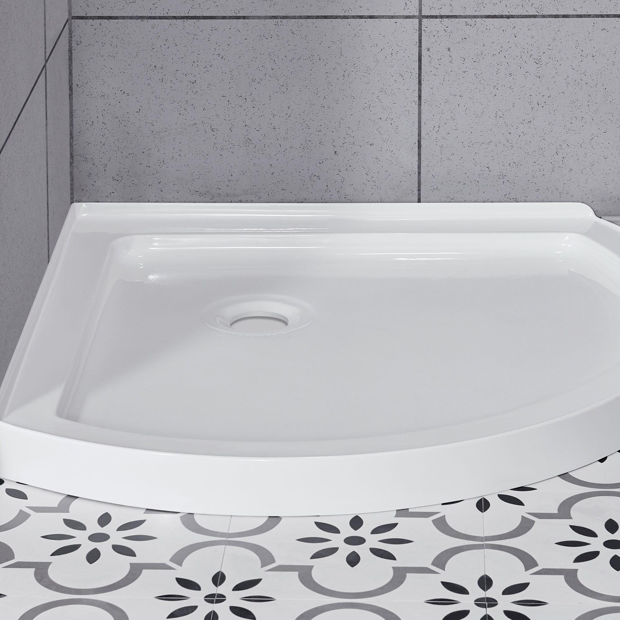 Ove Decors OVE Decors Breeze Premium 33 in. Round Shower Kit w/ Frosted, Base in Chrome Finish BREEZE 32 FROSTED GLASS KIT