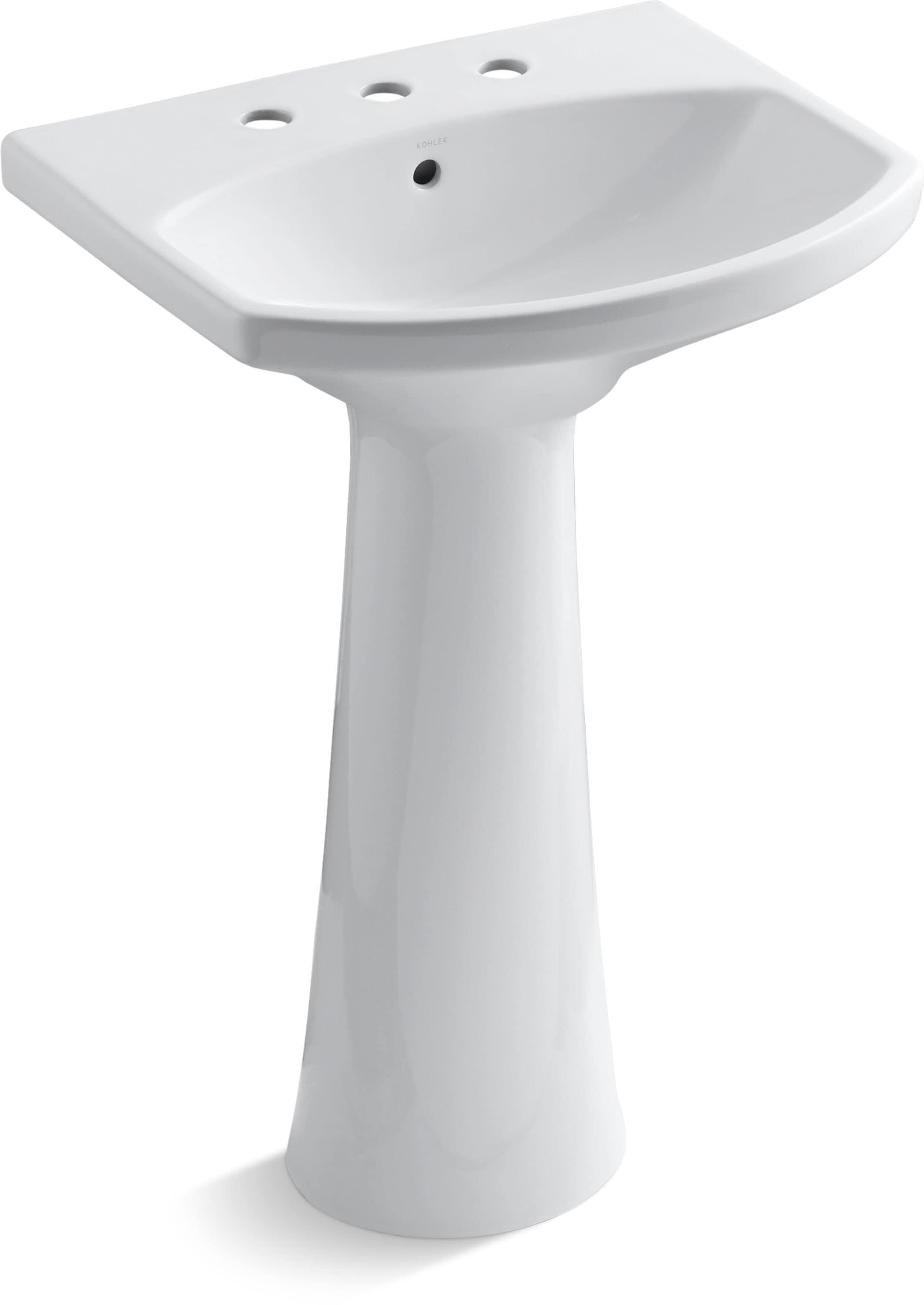 Cimarron® 26.81" Vitreous China U-Shape Pedestal Bathroom Sink with Overflow
