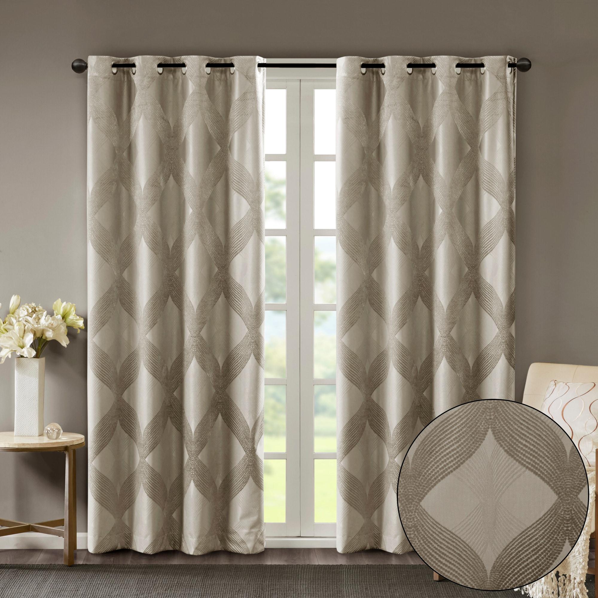 Madison Park Bentley Ogee Knitted Jacquard Geometric Total Blackout Single Curtain Panel