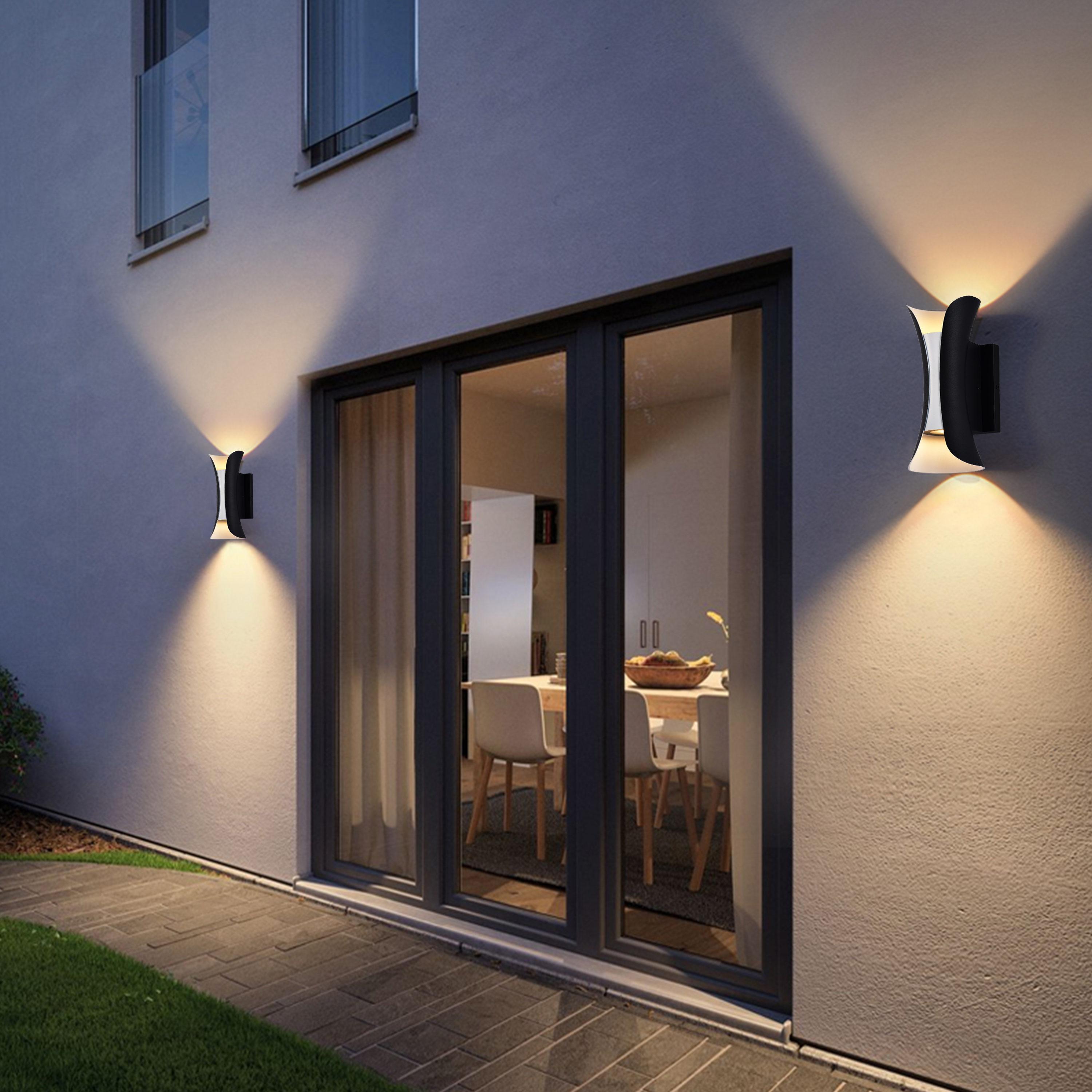 C Cattleya LED 2-Light Outdoor Wall Sconce, Wall Light Fixture-Black and White Finish