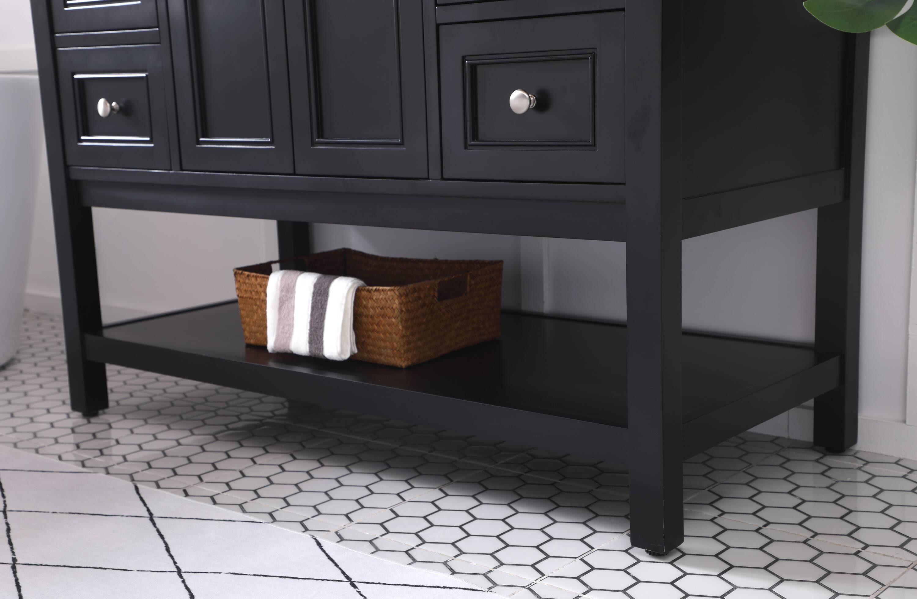 Elegant Decor Metropolis 48" Single Marble Top Bathroom Vanity in Black