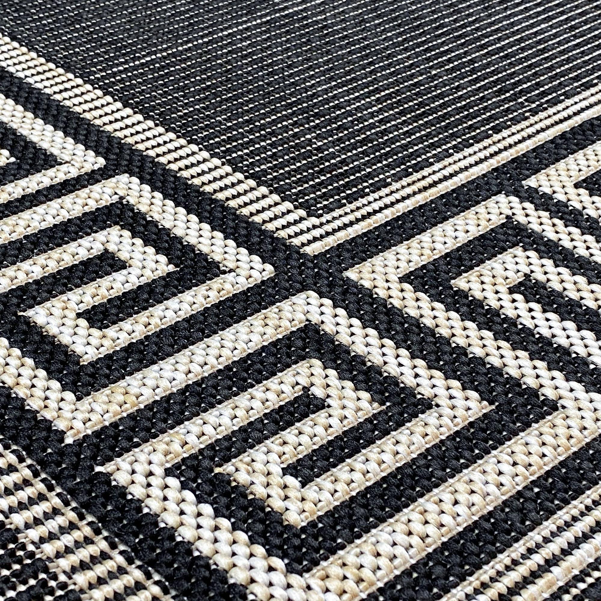 Tayse Eco Area Rug ECO1000 Transitional Black Banded Rows 5' 3" x 5' 3" Round