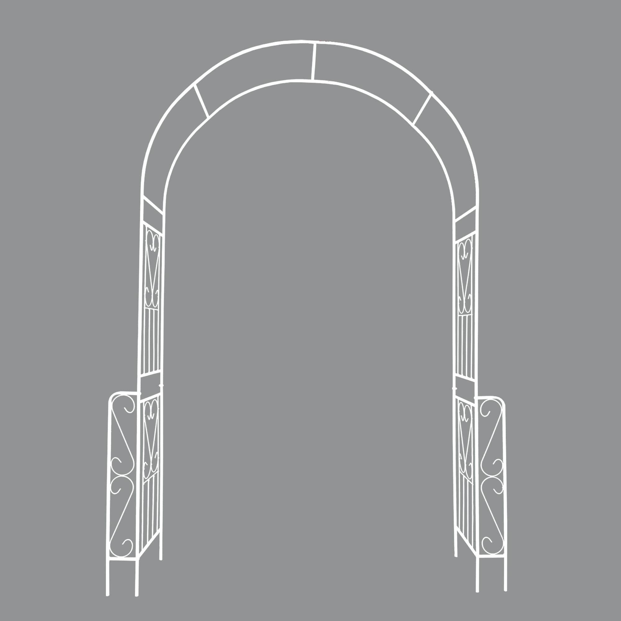 Gzxs Garden Arbor, Metal Arch Archway for Wedding Ceremony Party, Steel Garden Trellis for Plant Climbing, Christmas Holiday Patio Lawn Decorations, 55"L x 14.5"W x 94.5"H (Cream White)