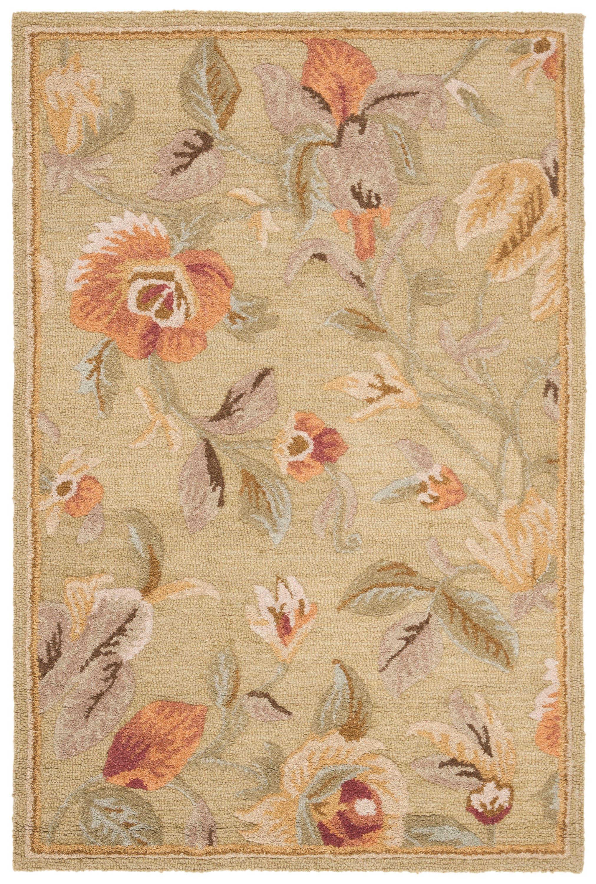 Blossom BLM785 Hand Hooked Area Rug - Green/Multi - 4'x6' - Safavieh.
