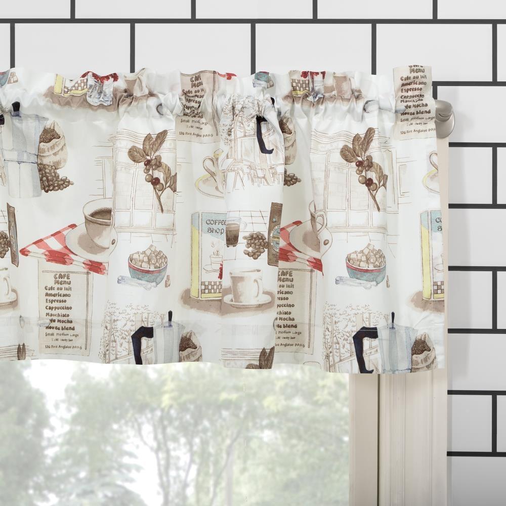 24"x54" Brew Coffee Shop Semi Sheer Rod Pocket Kitchen Curtain Valance and Tiers Set White - No. 918