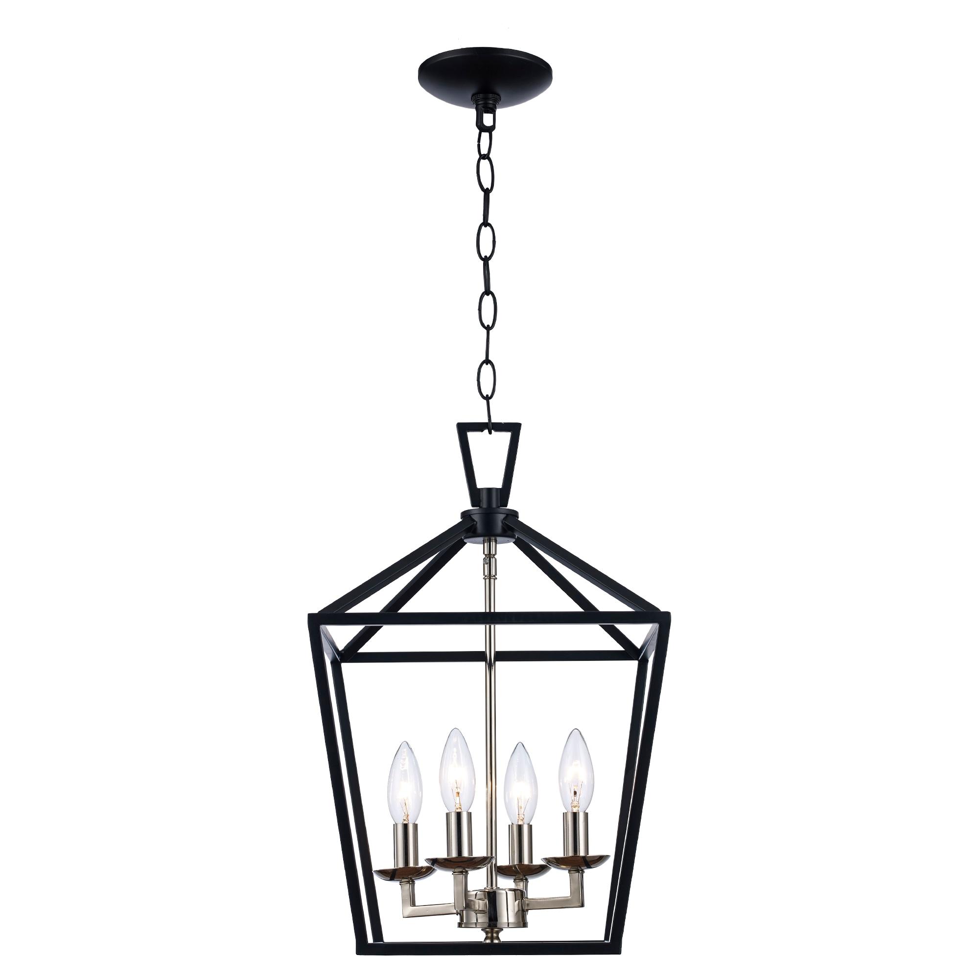 Lacey 12" Black and Chrome Glass Farmhouse Pendant Light