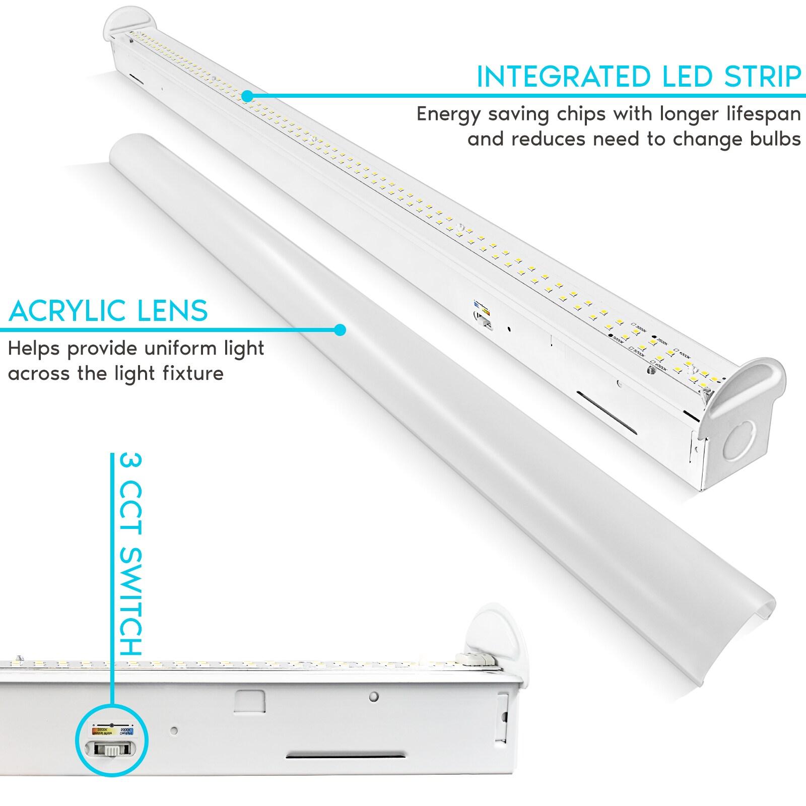 Luxrite 3FT Slim LED Shop Light, 25W, 3450 Lumens, 3 Color Selectable 3500K-5000K, 0-10V Dimmable, Damp Rated UL Listed
