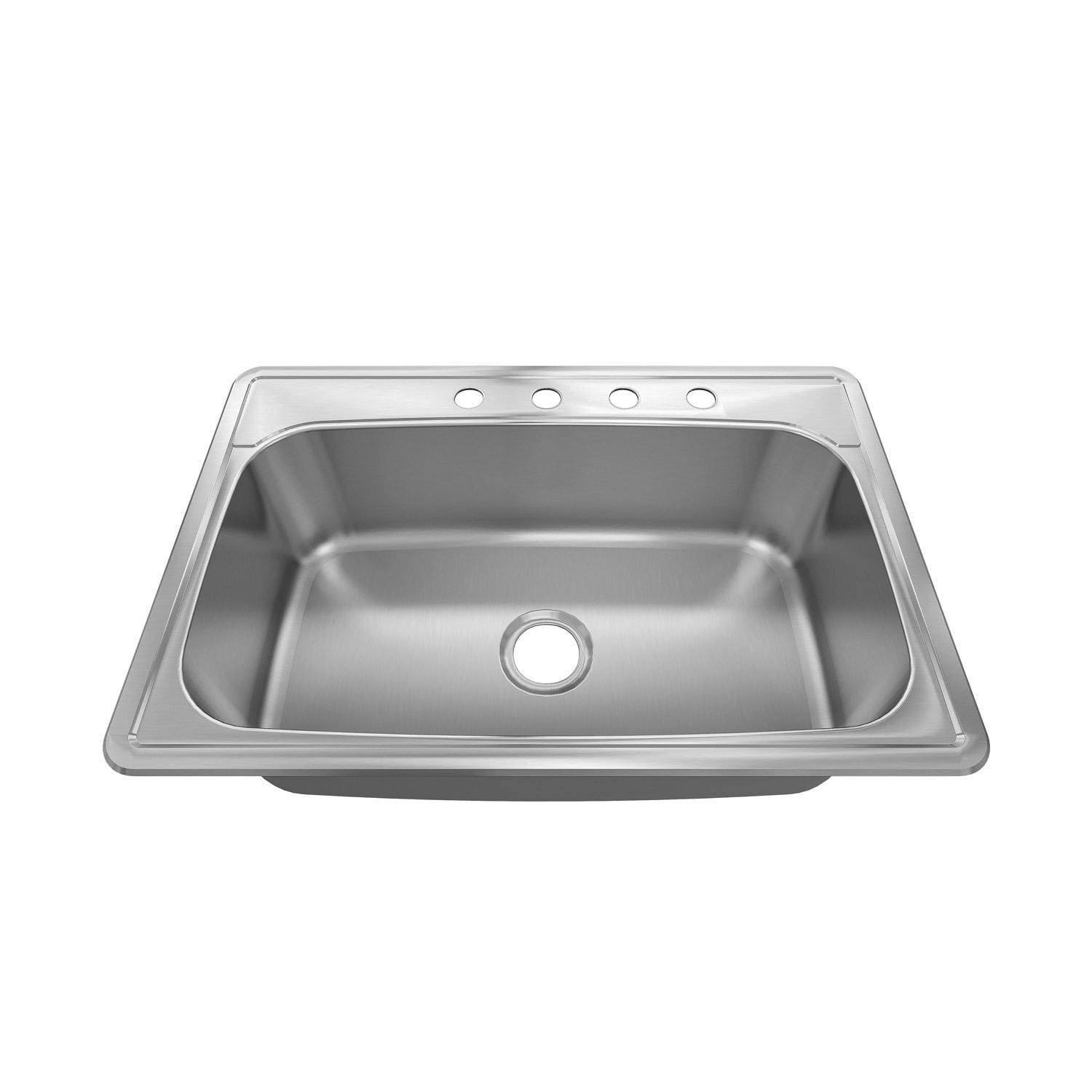 OSC Sinber Drop in Single Bowl 304 Stainless Steel Kitchen Sink 33" x 22" x 9"(Sink Only) - Silver